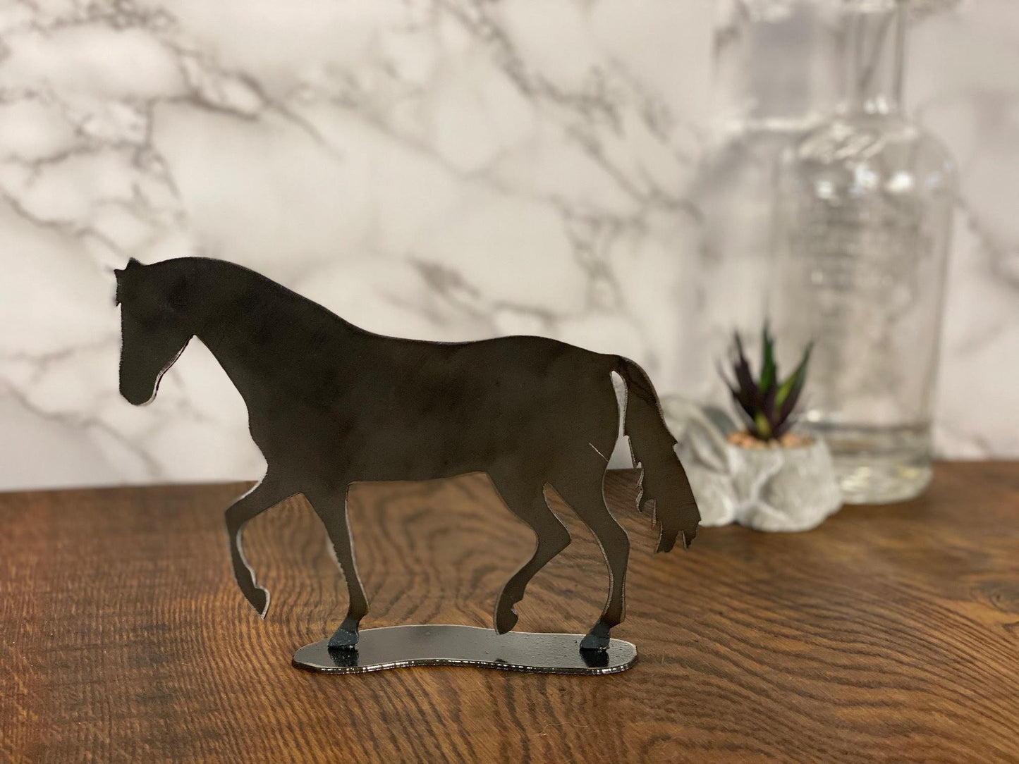 Horse Pony Equine Equestrian Stables Brushed Steel Art Home Interior Design Pr image 1
