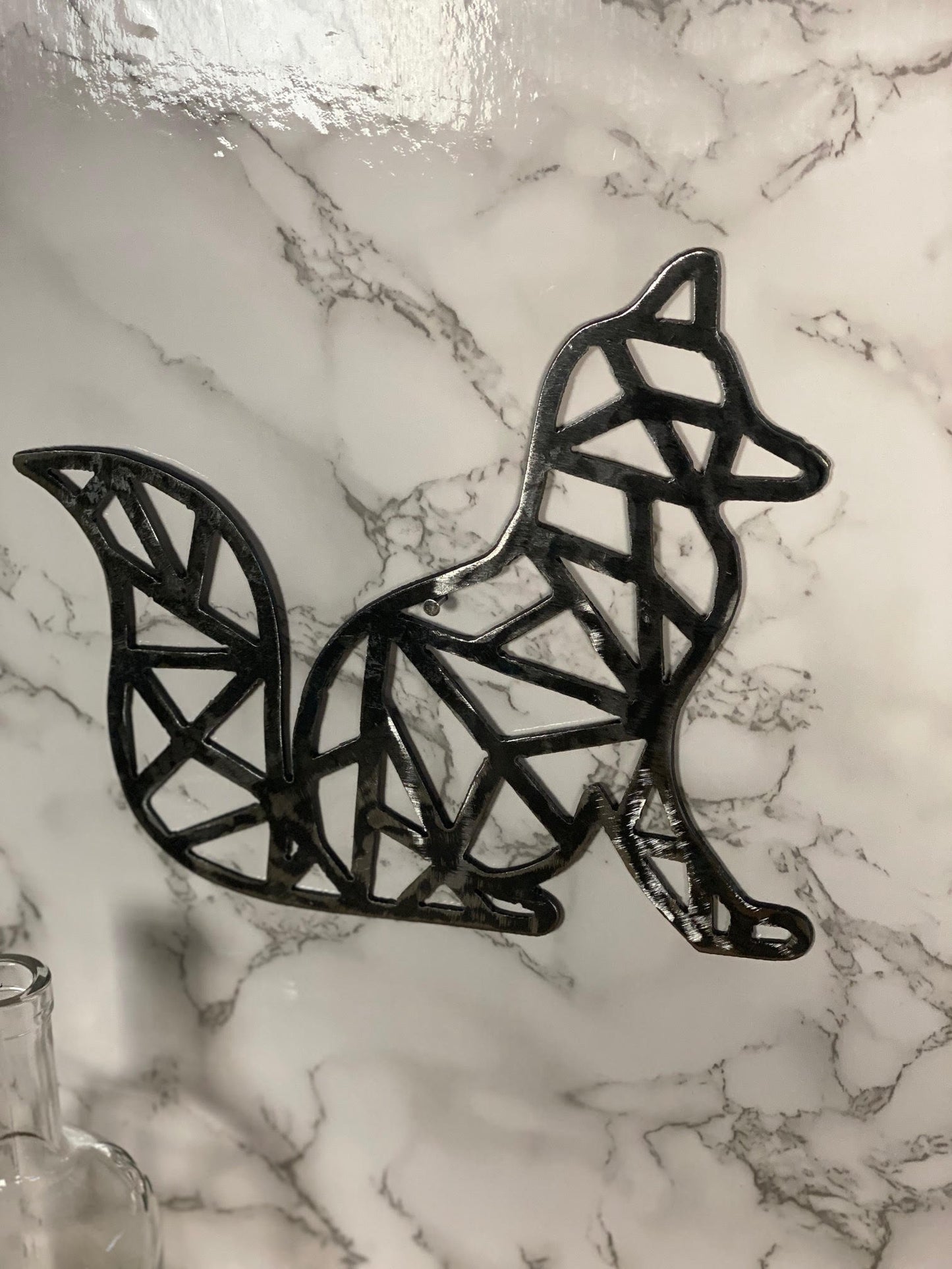 Geometric Fox Hunting Shapes Brushed Steel Wall Art Modern Home Design Present image 2