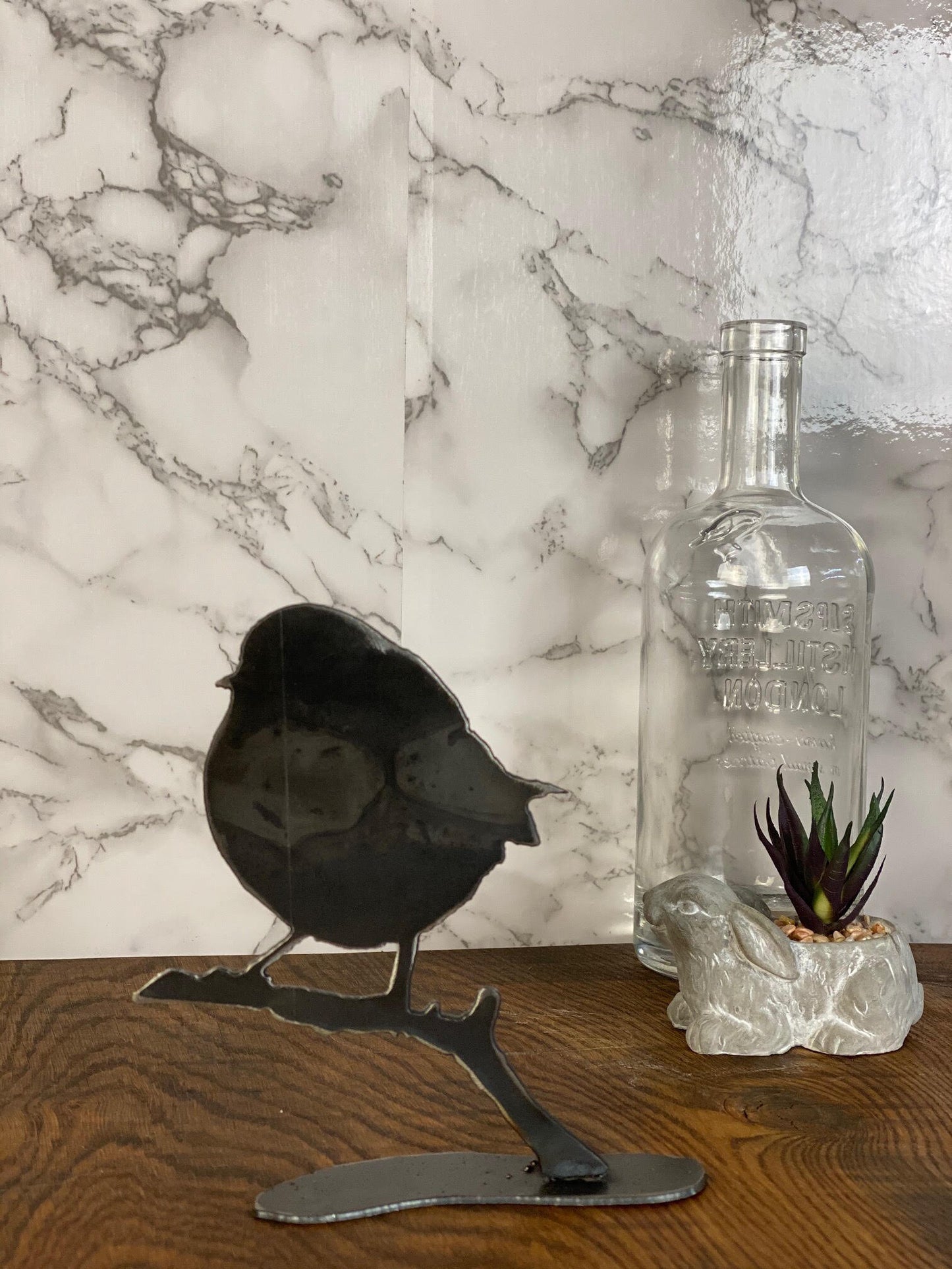 Robin Little Bird Wildlife Brushed Steel Home Interior Design Present Gift Ide image 1