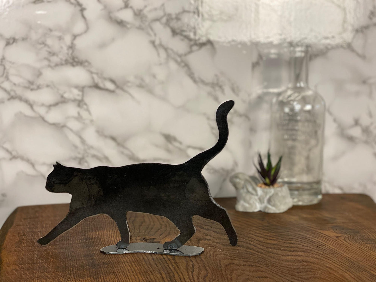Cat Walking Pussy Cat Feline Brushed Steel Art Home Interior Design Present Gi image 1