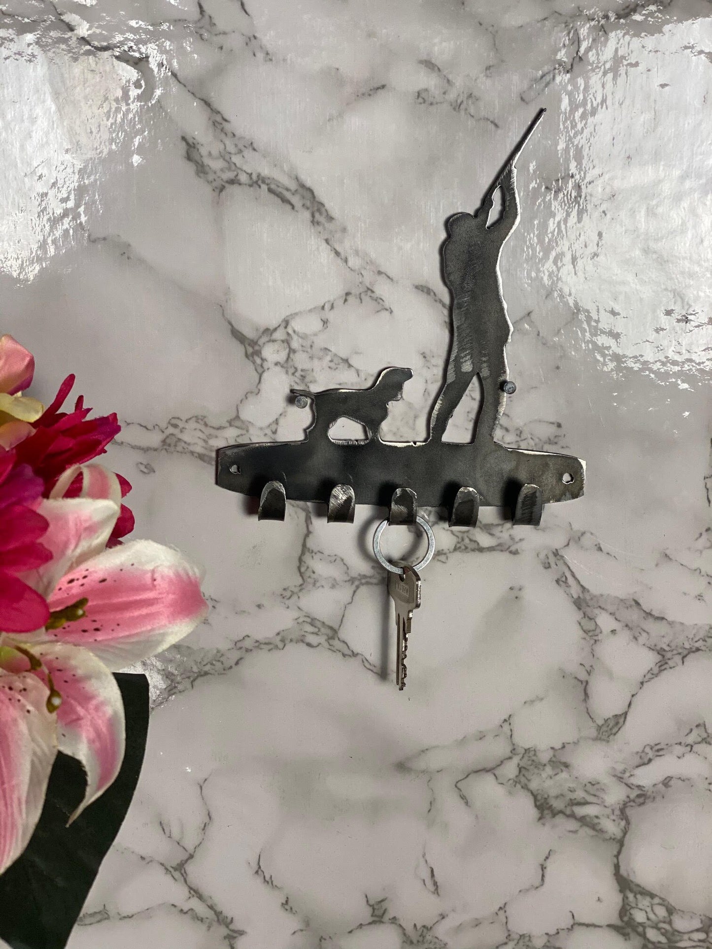 Shooting Scene Gun Dog Game Shooting Countryside Key Hook Key Rack Brushed Ste image 1