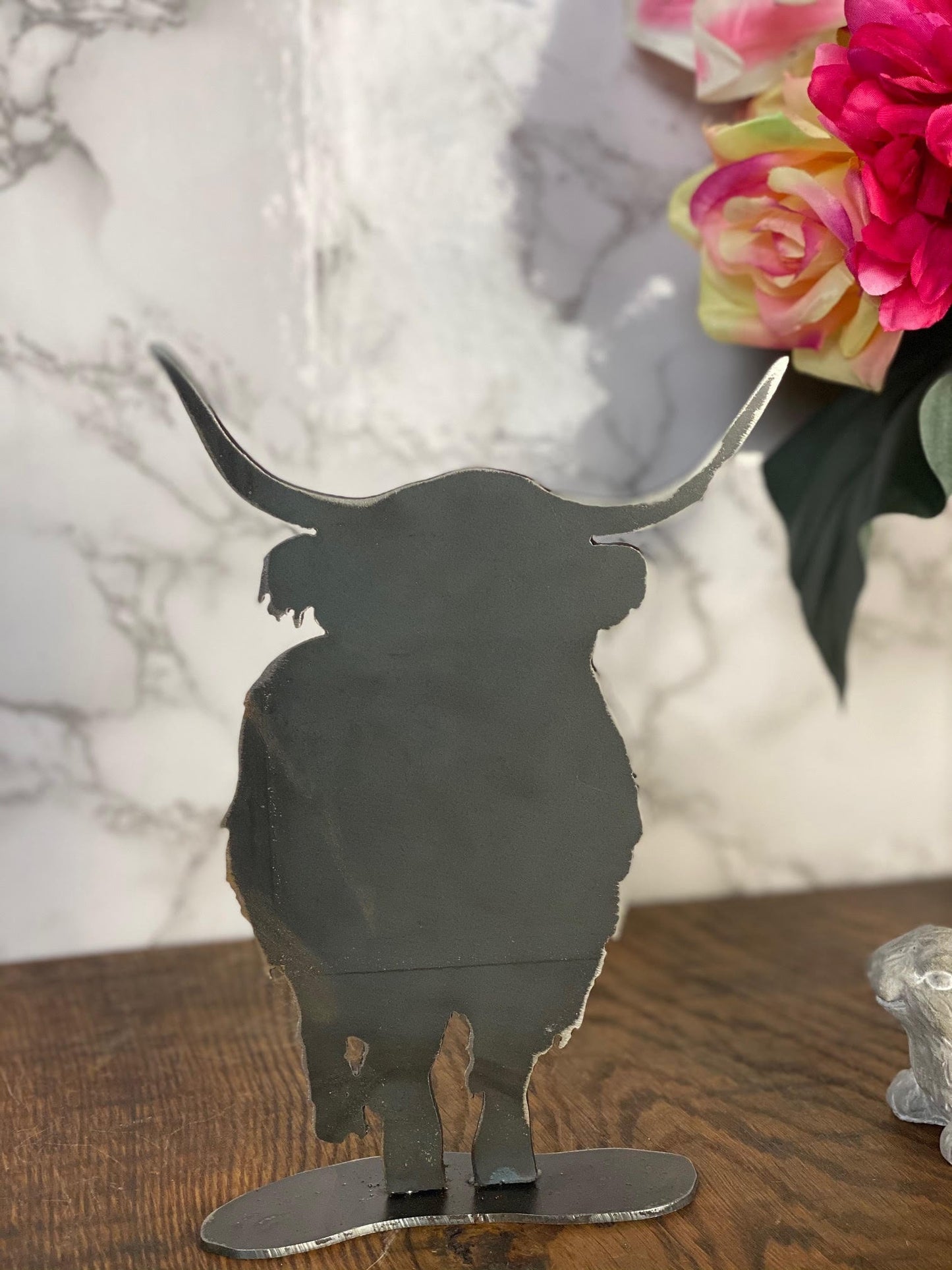 Highland Cow Moo Farming Beef Cattle Brushed Steel Metal Art Home Interior Des image 1