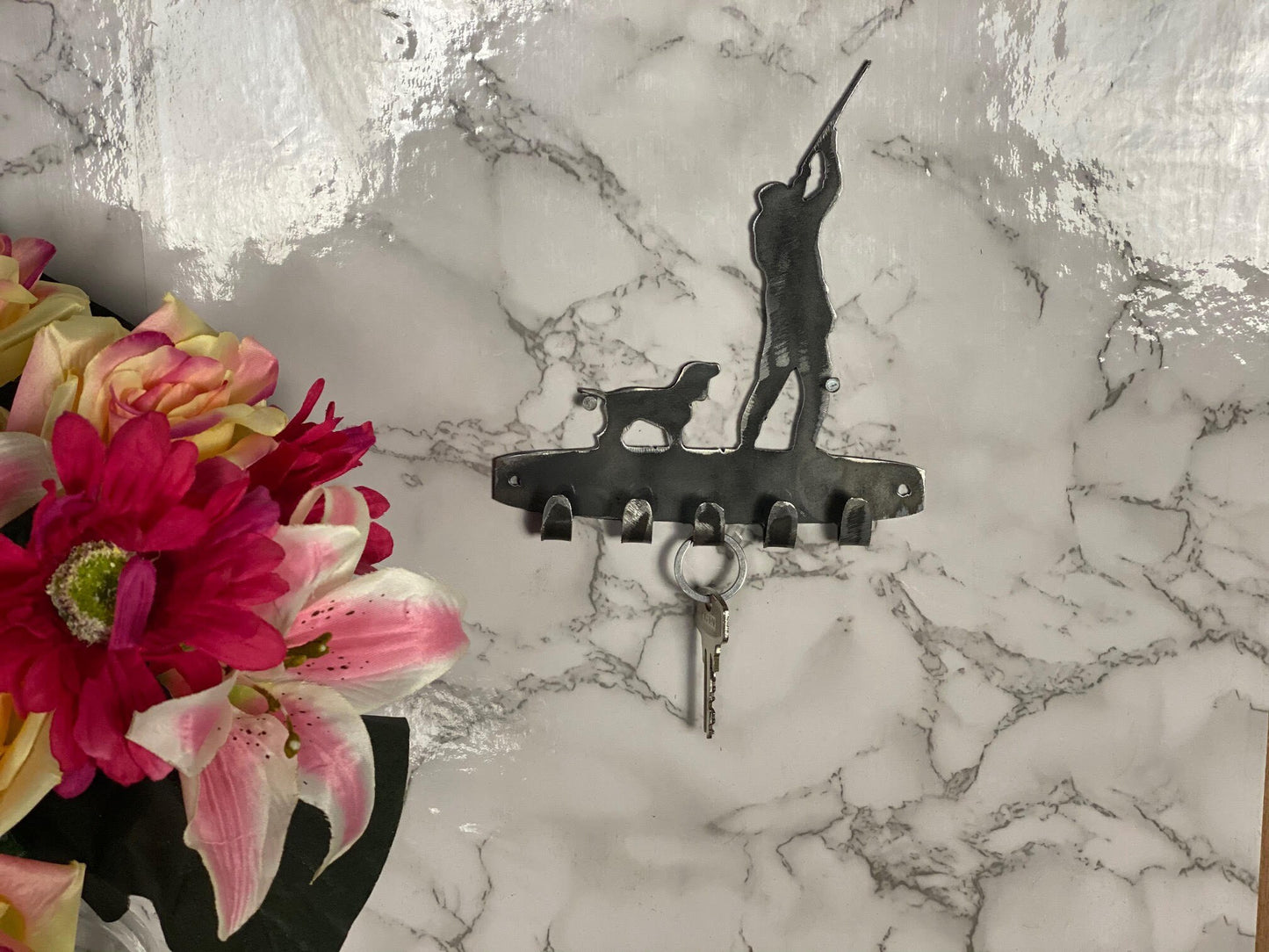 Shooting Scene Gun Dog Game Shooting Countryside Key Hook Key Rack Brushed Ste image 0
