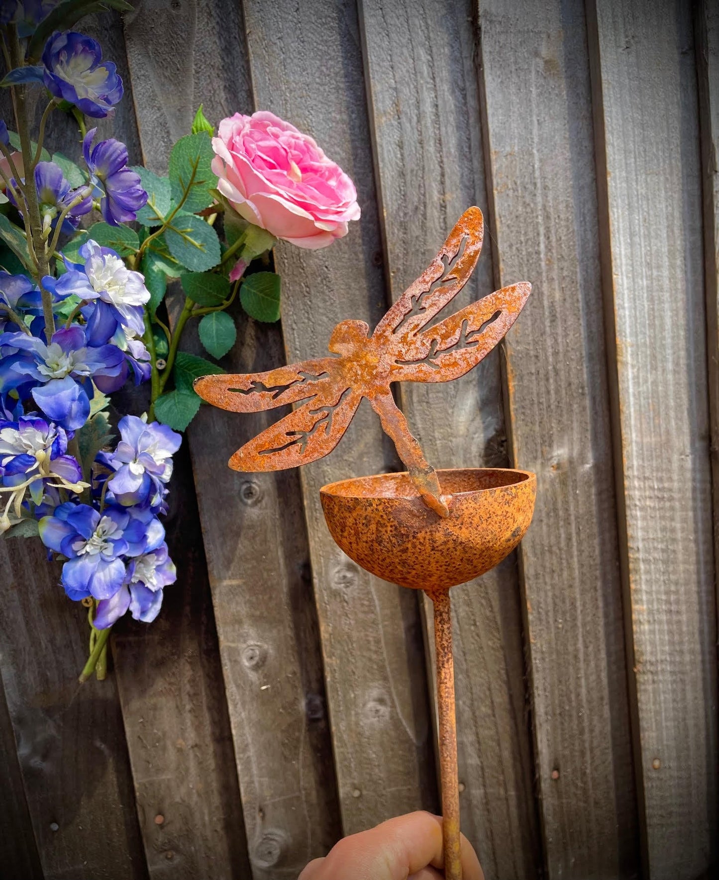 Rain Catcher Bird Bowl Water Catcher Bird Bath Rustic Rusty Garden Art Yard Ar image 2