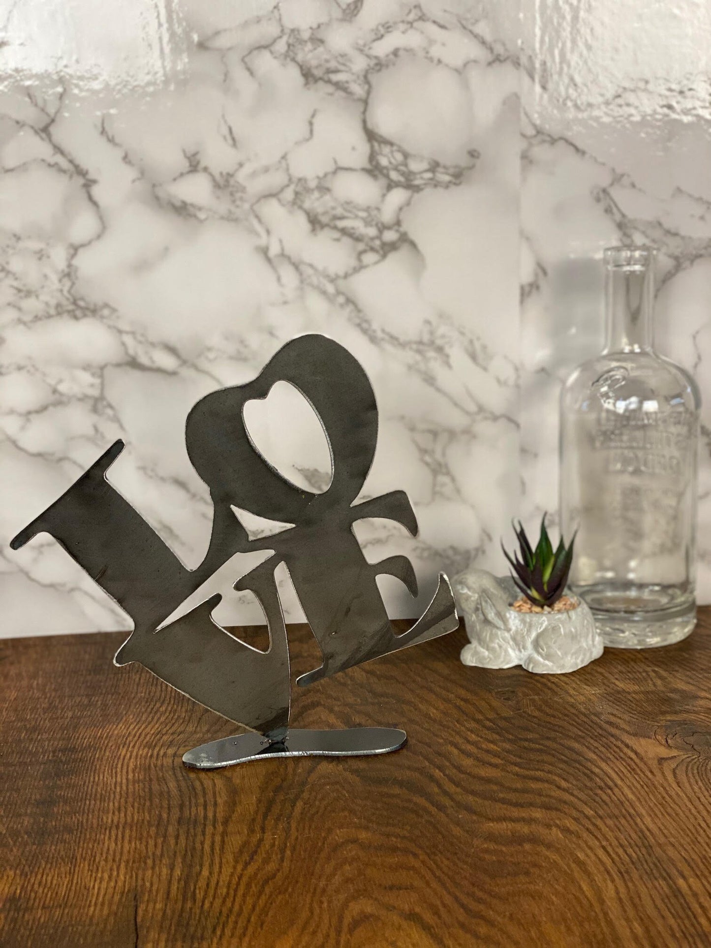 LOVE Love Brushed Steel Art Home Interior Design Present Gift Ideas image 3