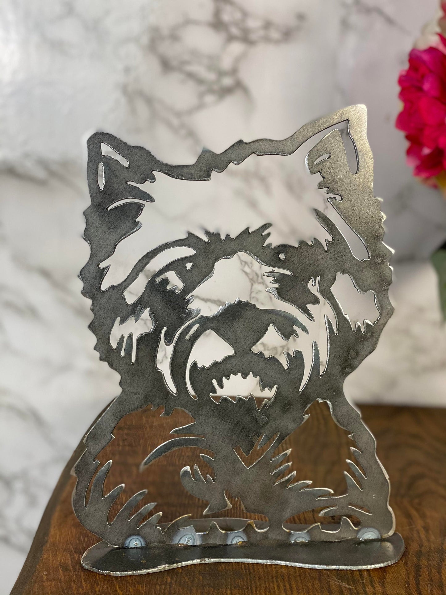 Yorkshire Terrier Westie Dog Pet Memorial Brushed Steel Sculpture Home Interi image 1