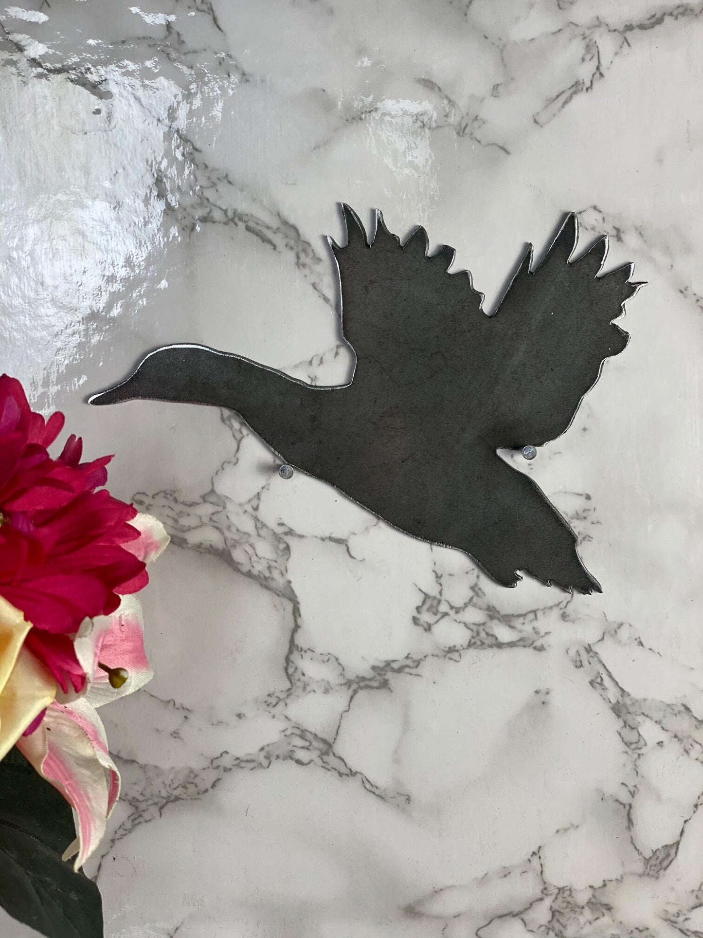 Flying Duck Bird Brushed Steel Home Wall Art Interior Design Metal Art Presen image 3
