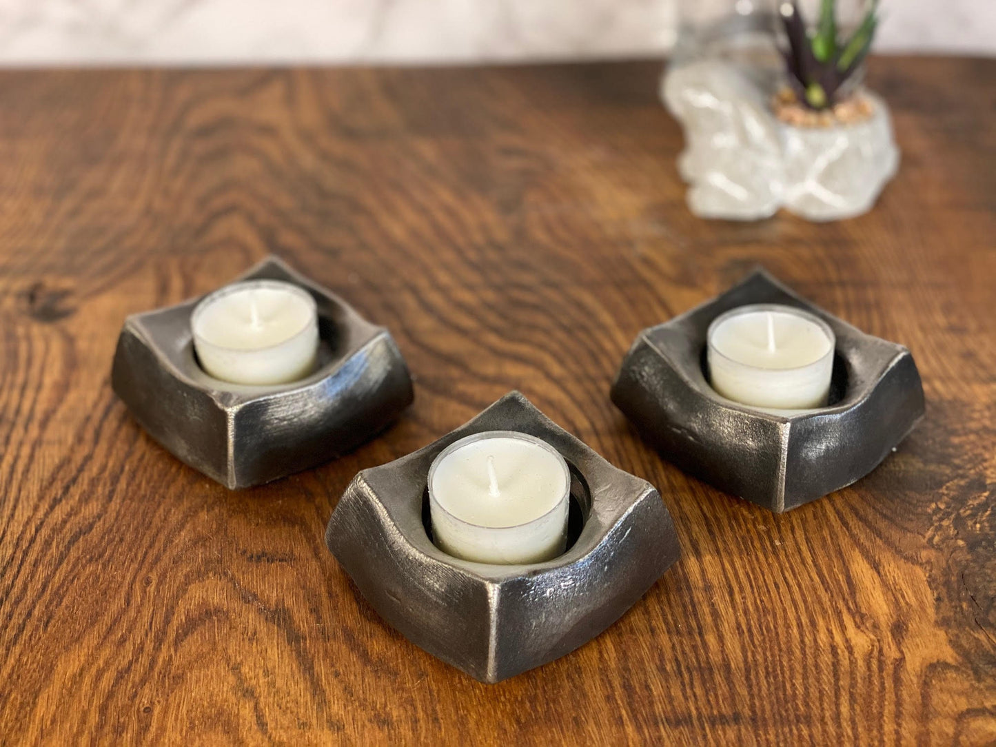 Handmade Candle Holders Tea Light Brushed Steel Modern Home Design Present Gif image 4
