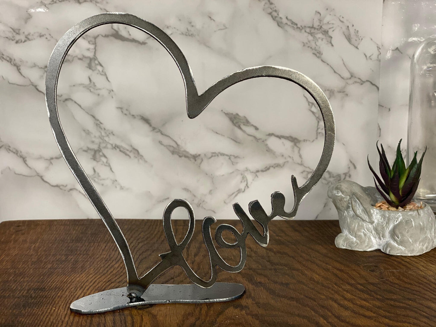 Love Sign Love Heart Art Brushed Steel Home Interior Design Present Gift Ideas image 2