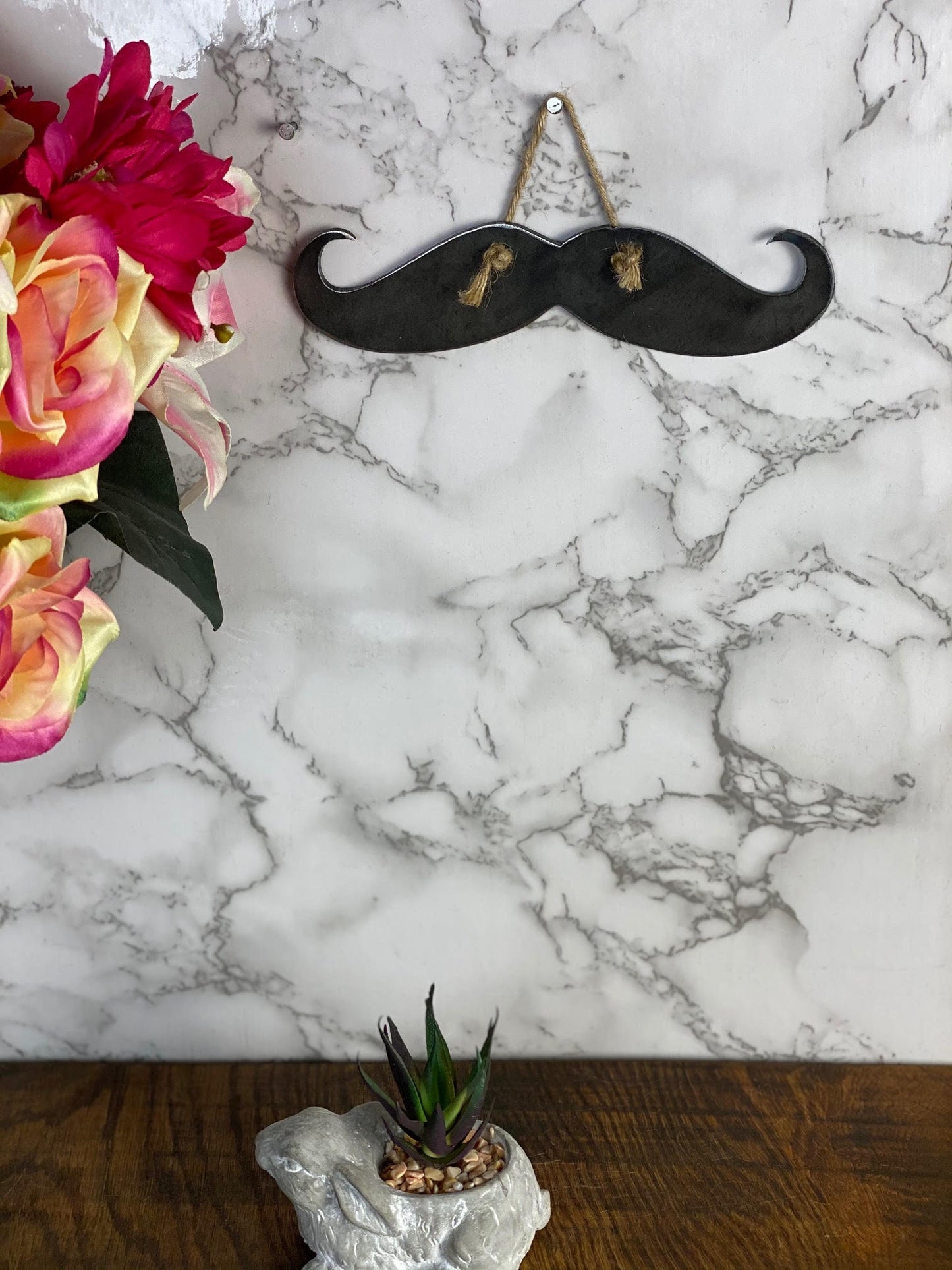 Moustache Barbers Hairdressers Shaving Bathroom Brushed Steel Home Wall Art I image 1