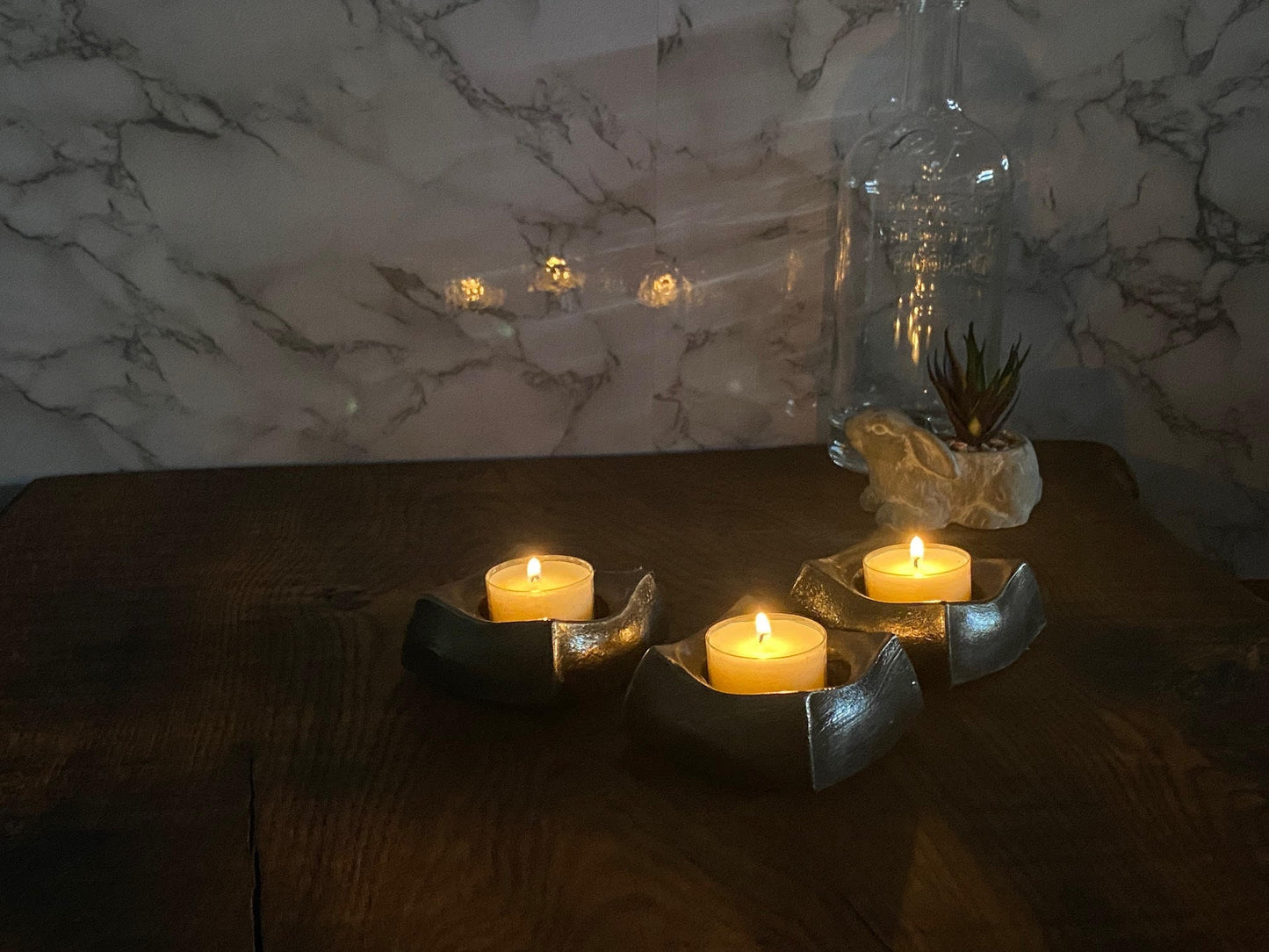 Handmade Candle Holders Tea Light Brushed Steel Modern Home Design Present Gif image 7