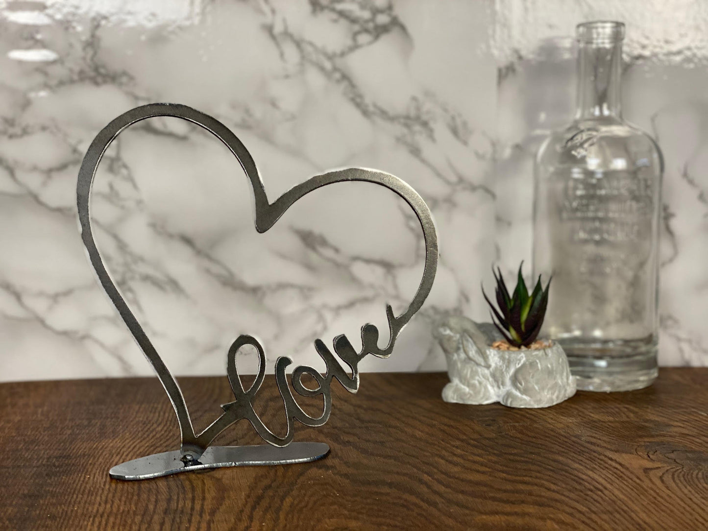 Love Sign Love Heart Art Brushed Steel Home Interior Design Present Gift Ideas image 1