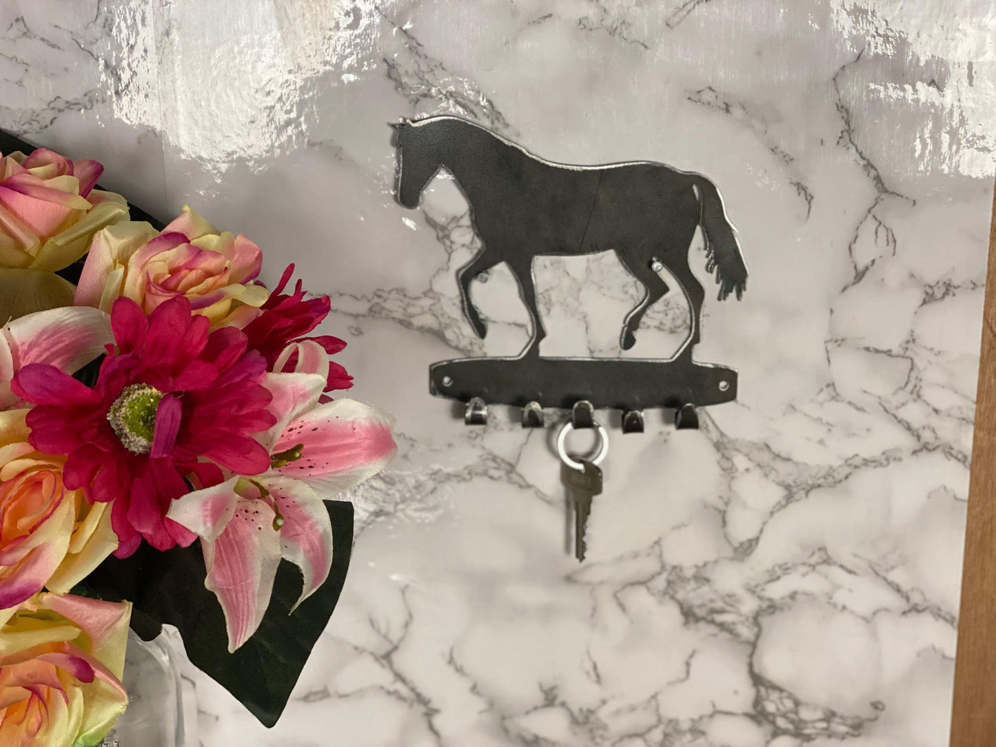 Horse Pony Equestrian Equine Modern Art Key Hook Key Rack Brushed Steel Home D image 2