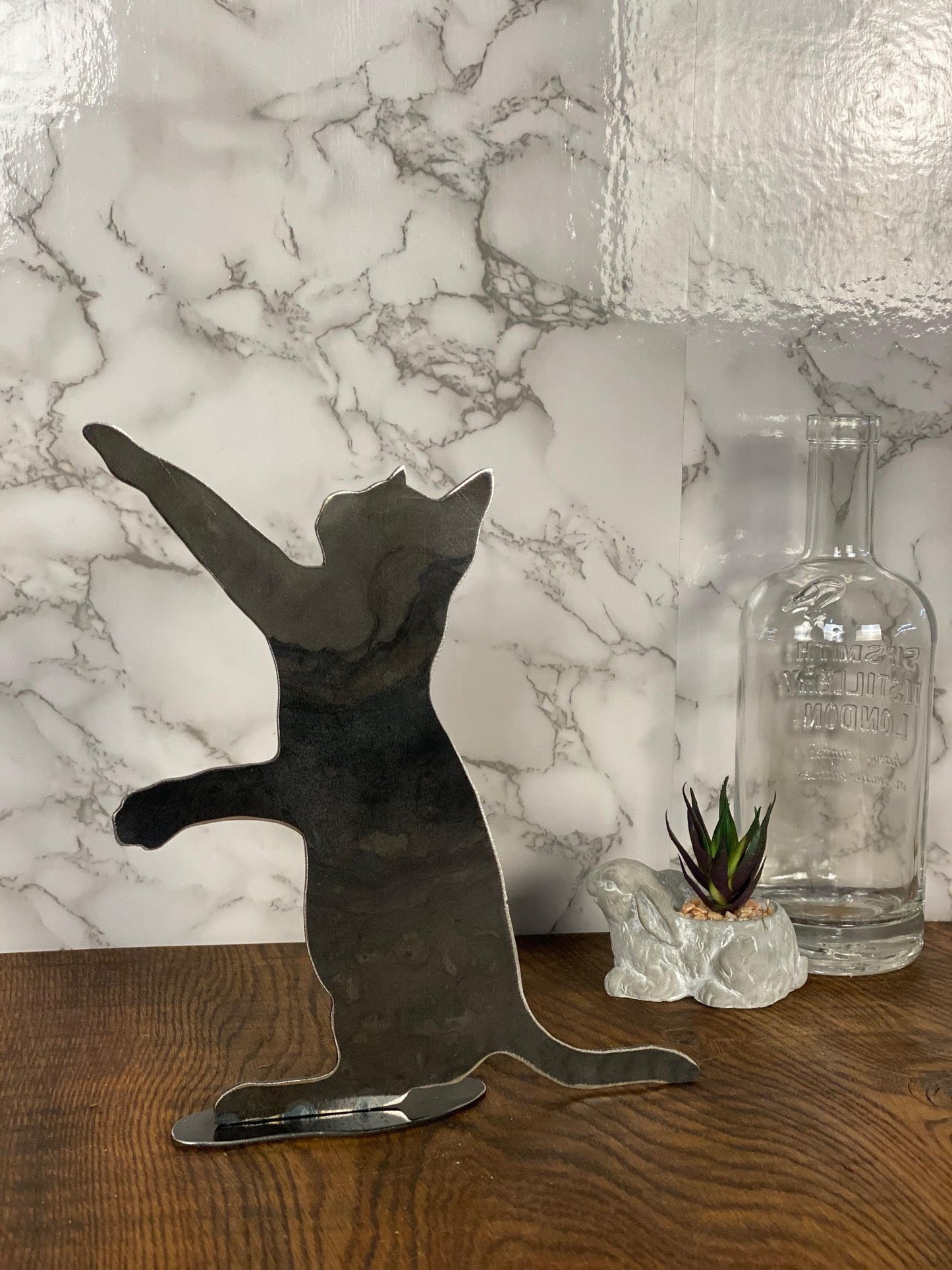Cat Feline Pussy Cat Playing Brushed Steel Art Home Interior Design Present Gi image 1