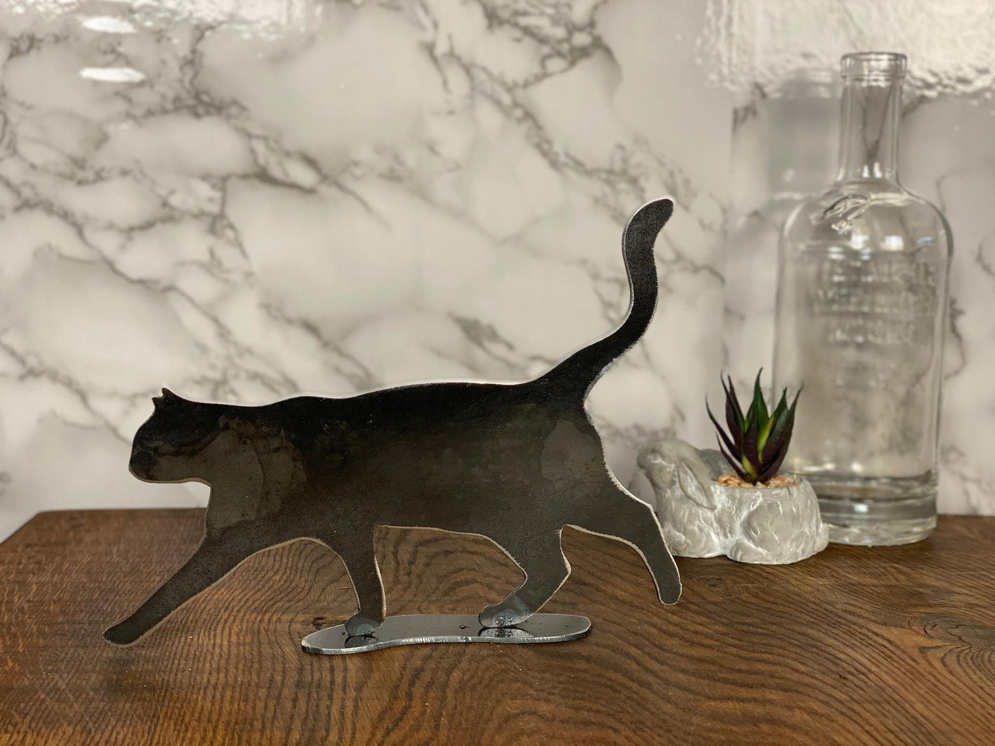 Cat Walking Pussy Cat Feline Brushed Steel Art Home Interior Design Present Gi image 0