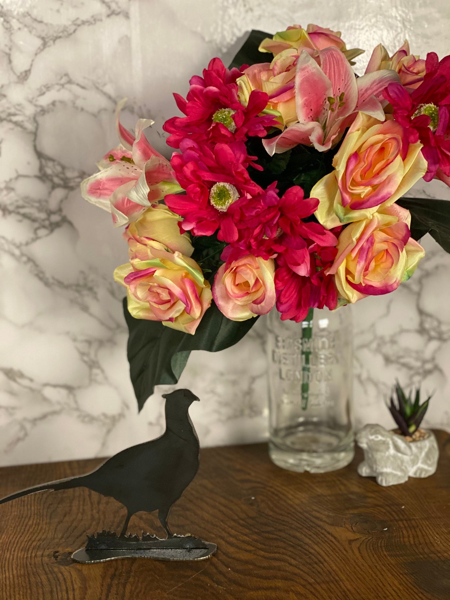 Pheasant Cock Bird Game Bird Wildlife Brushed Steel Art Home Interior Design P image 0
