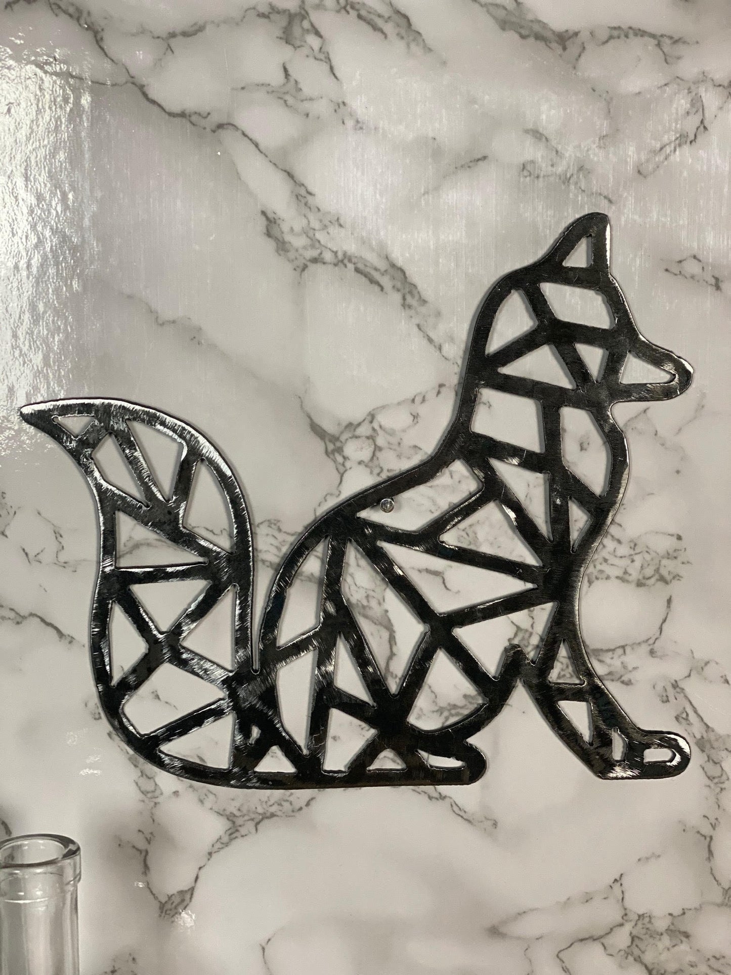 Geometric Fox Hunting Shapes Brushed Steel Wall Art Modern Home Design Present image 0