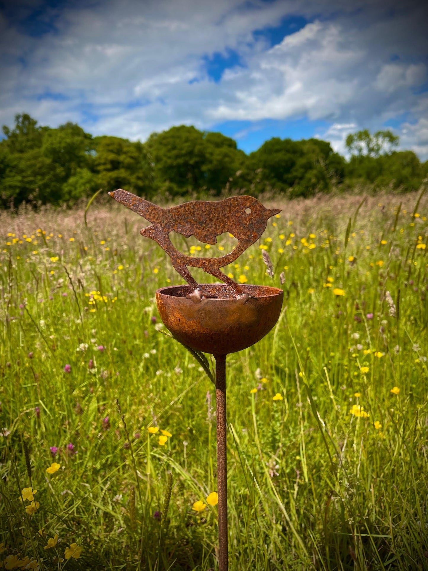 Rain Catcher Bird Bowl Water Catcher Bird Bath Rustic Rusty Garden Art Yard Ar image 5