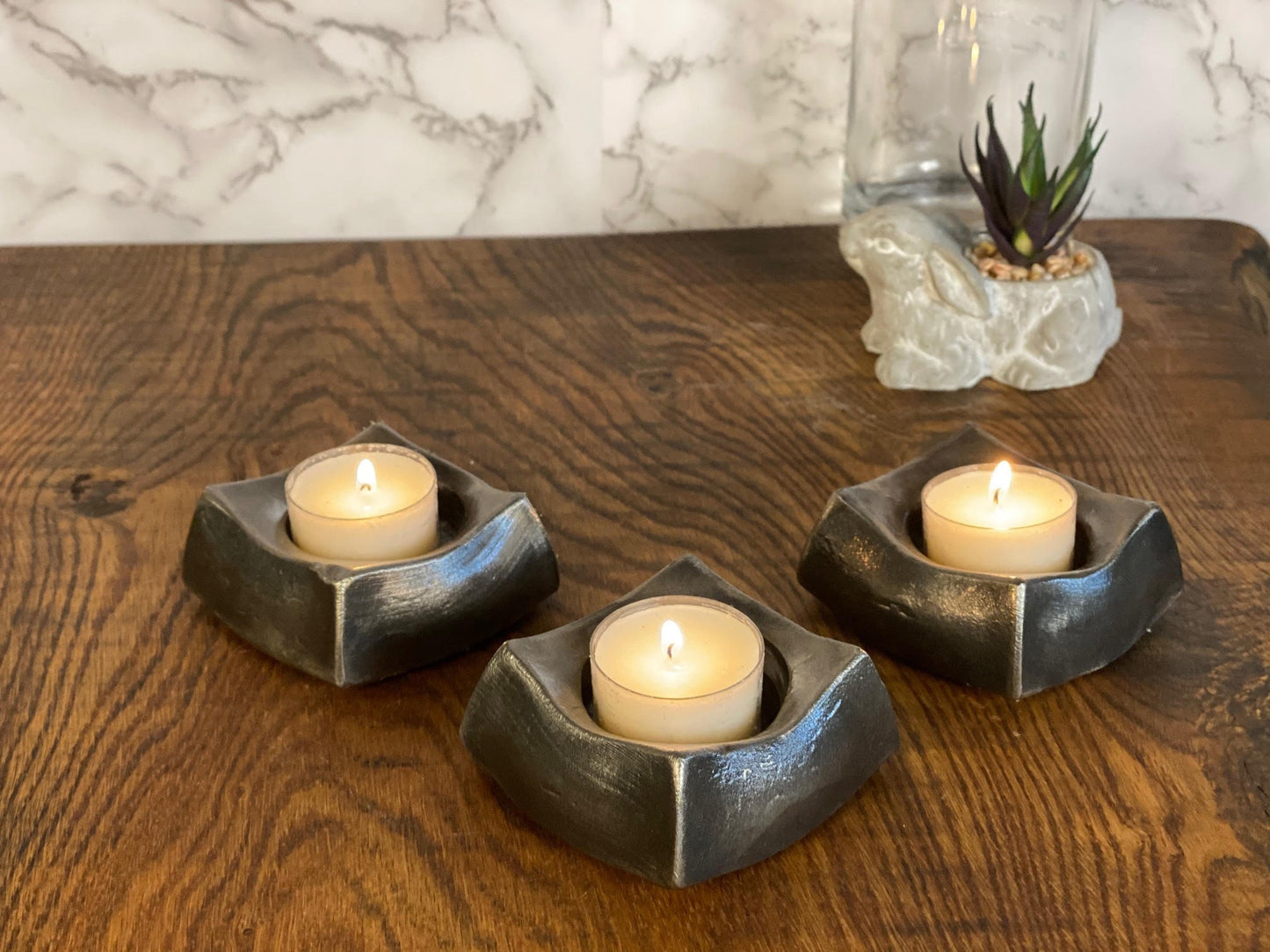 Handmade Candle Holders Tea Light Brushed Steel Modern Home Design Present Gif image 6