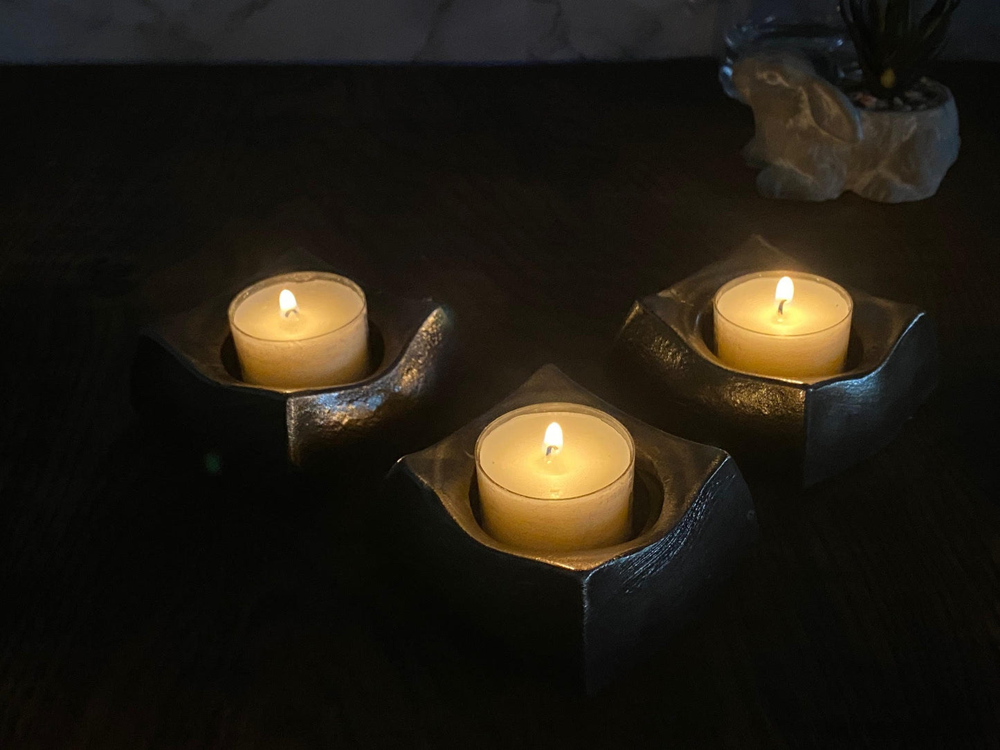 Handmade Candle Holders Tea Light Brushed Steel Modern Home Design Present Gif image 9