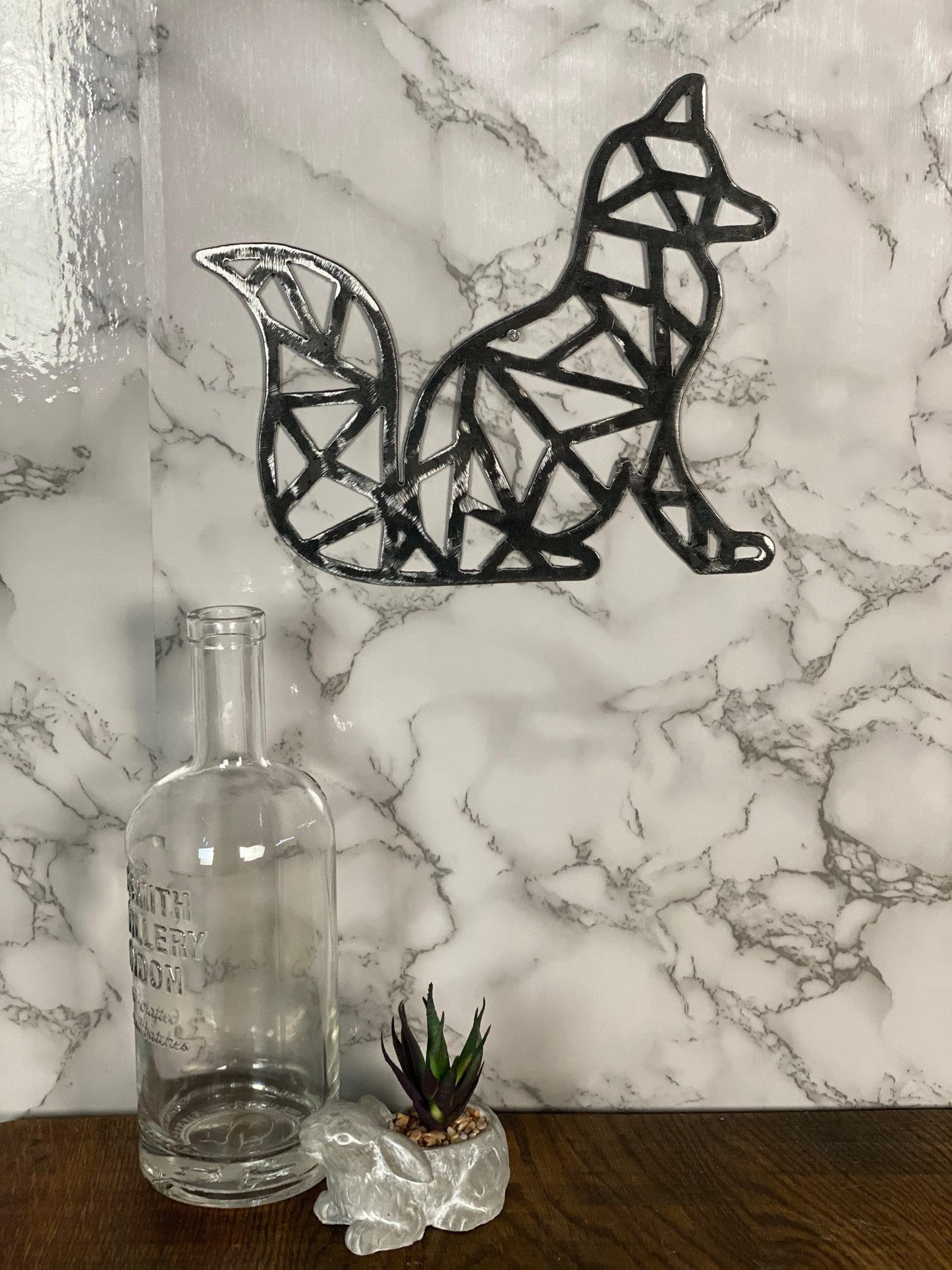 Geometric Fox Hunting Shapes Brushed Steel Wall Art Modern Home Design Present image 1