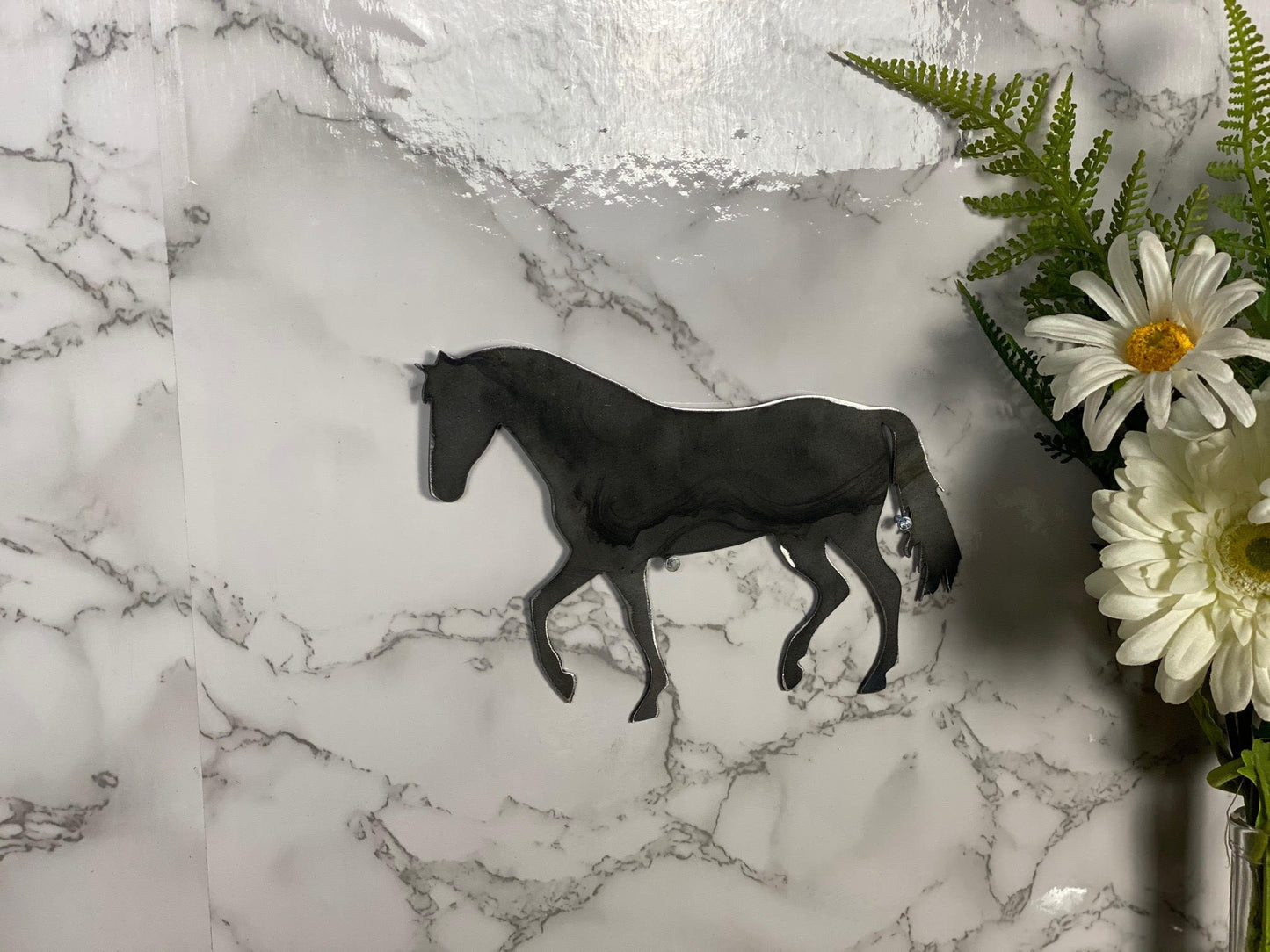 Horse Equine Pony Brushed Steel Wall Art Modern Home Design Present Gift Idea image 2