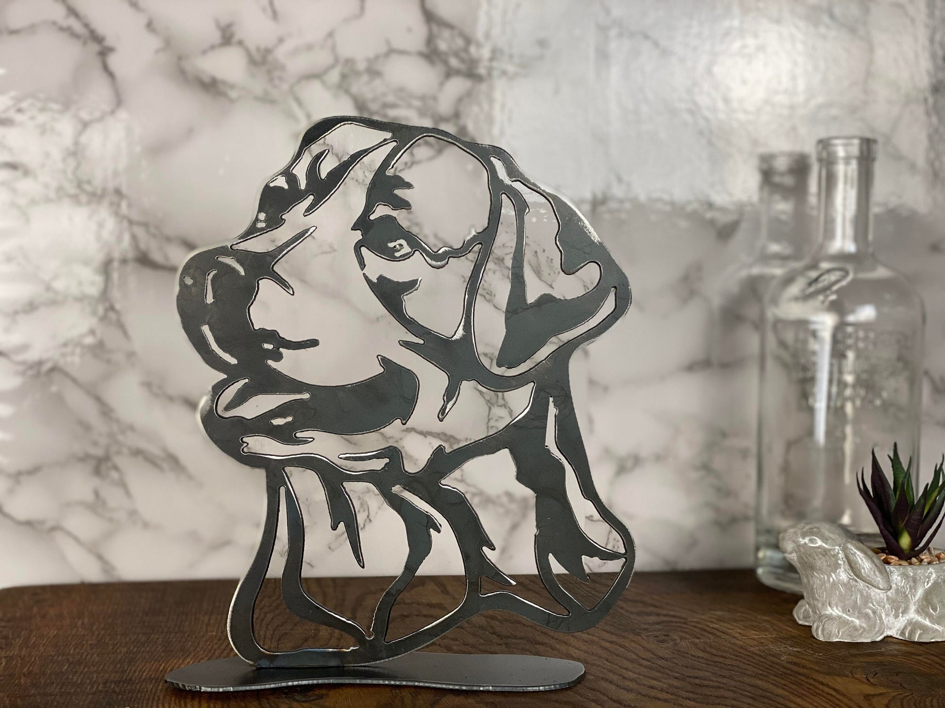 Labrador Head Working Dog Gun Dog Pet Brushed Steel Metal Art Home  Interior D image 1