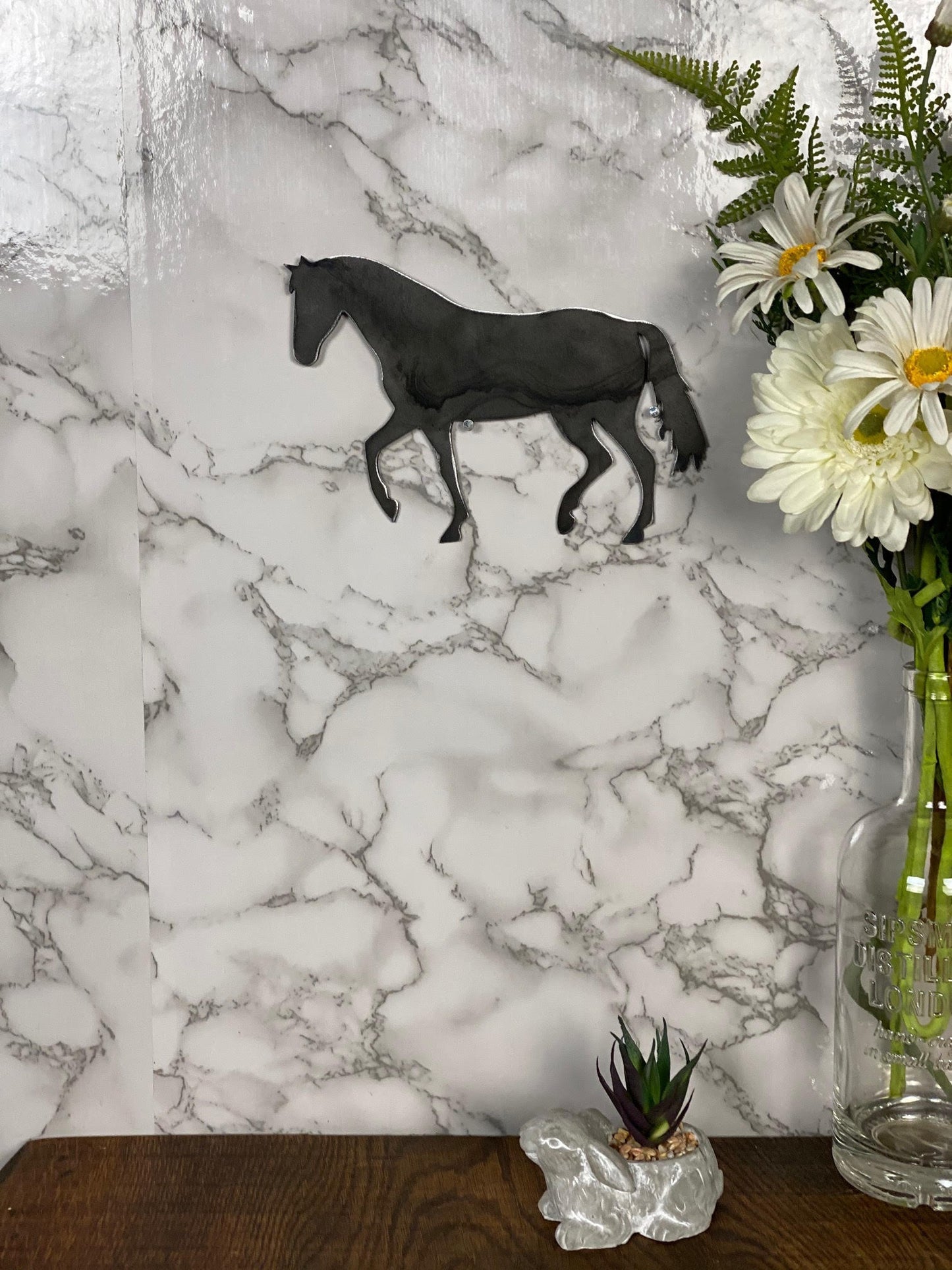 Horse Equine Pony Brushed Steel Wall Art Modern Home Design Present Gift Idea image 1