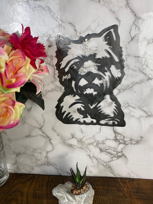 Yorkshire Terrier Dog Pet Memorial Brushed Steel Home Wall Art Interior Design image 0