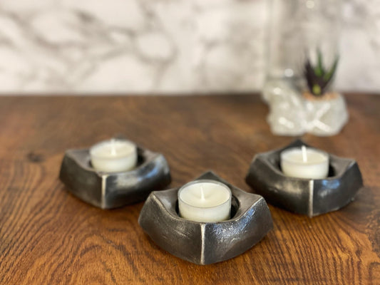 Handmade Candle Holders Tea Light Brushed Steel Modern Home Design Present Gif image 0