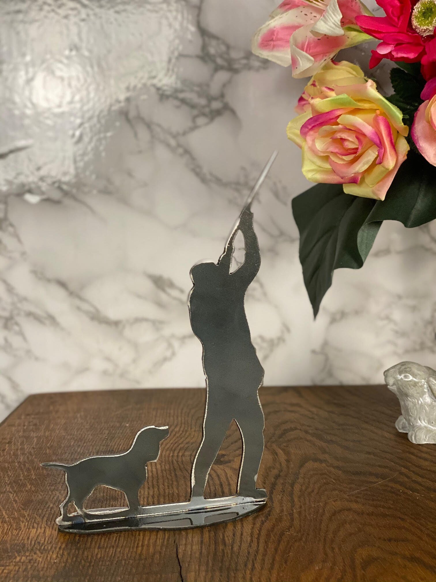 Game Shooting Scene Gun Dog Brushed Steel Home Interior Design Present Gift St image 3