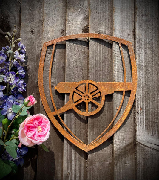 Cannon Gunners Arsenal Sign Football Supporter Rusty Garden Art Yard Art Prese image 0