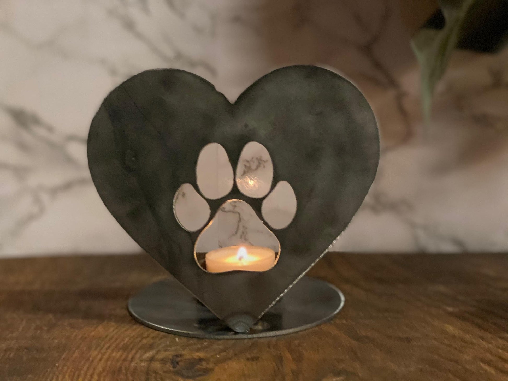 Pet Paw Print Candle Holder Pet Memorial Present Gift Holiday Candle image 0