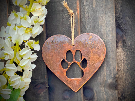 S&C Rustic Love Hearts Paws,Dogs & Horses  Art Wall Hanging Present Gift Christm image 0
