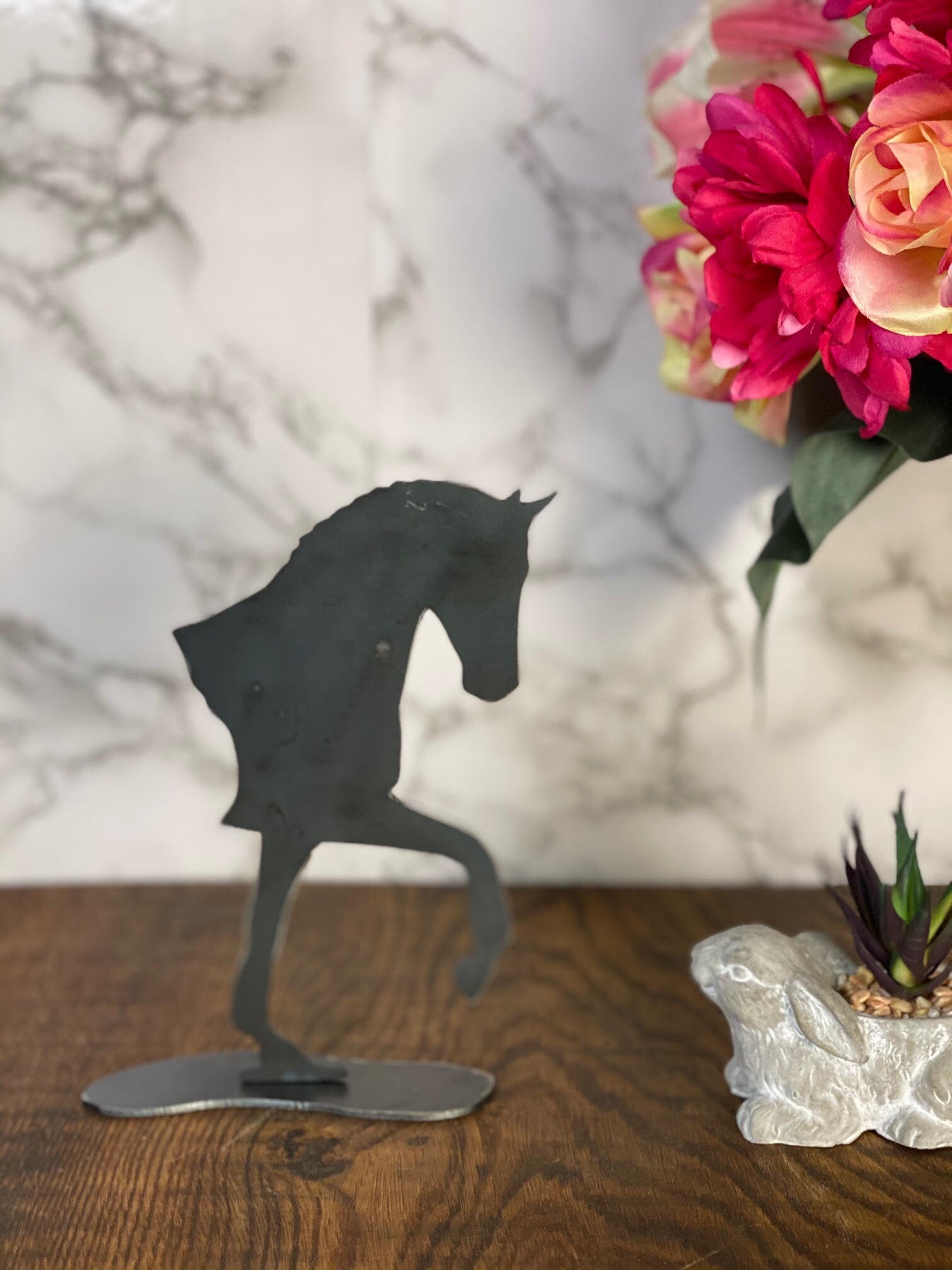 Dressage Horse Pony Equine Equestrian Brushed Steel Metal Art Home Sculpture I image 2