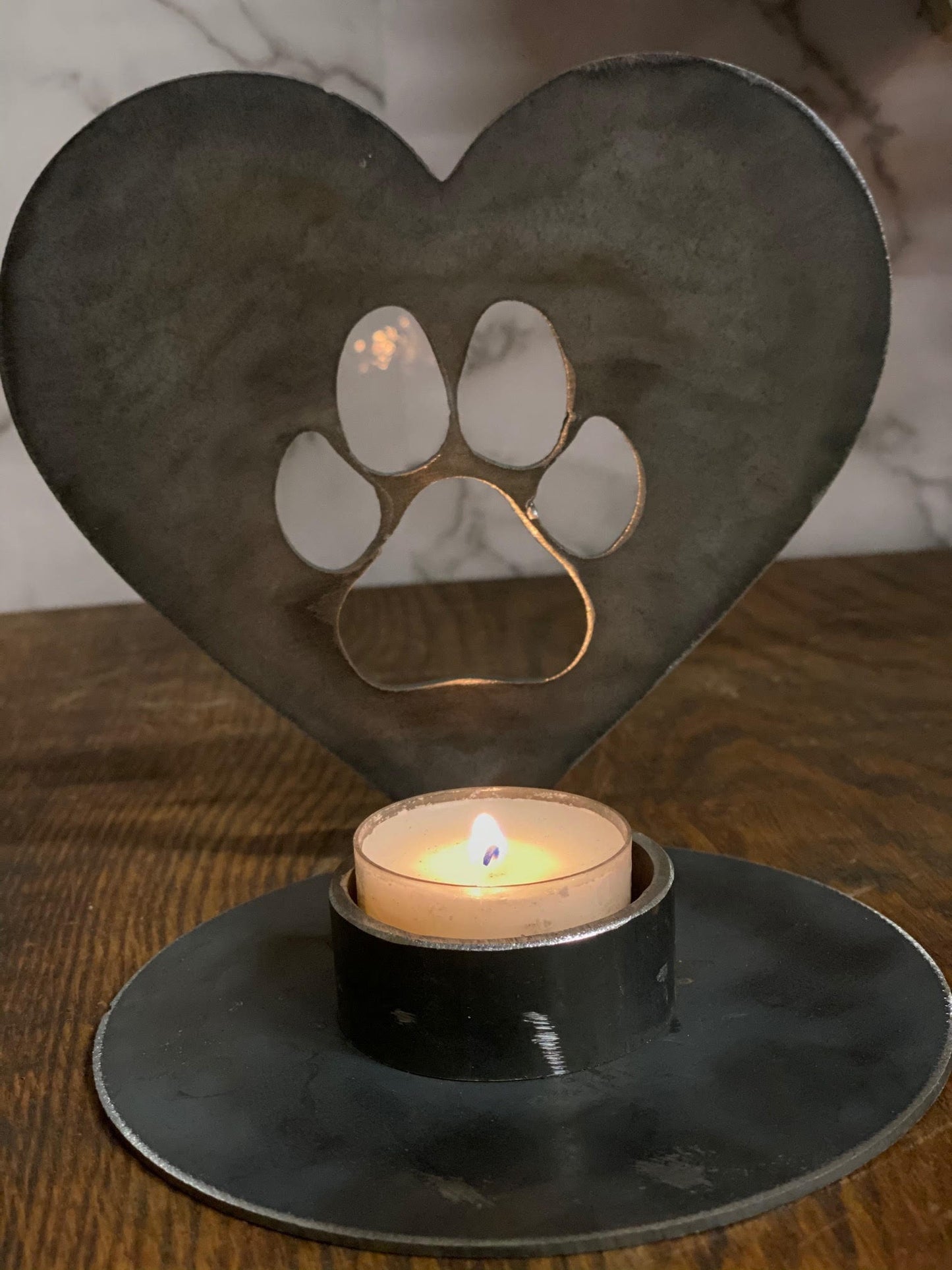 Pet Paw Print Candle Holder Pet Memorial Present Gift Holiday Candle image 2