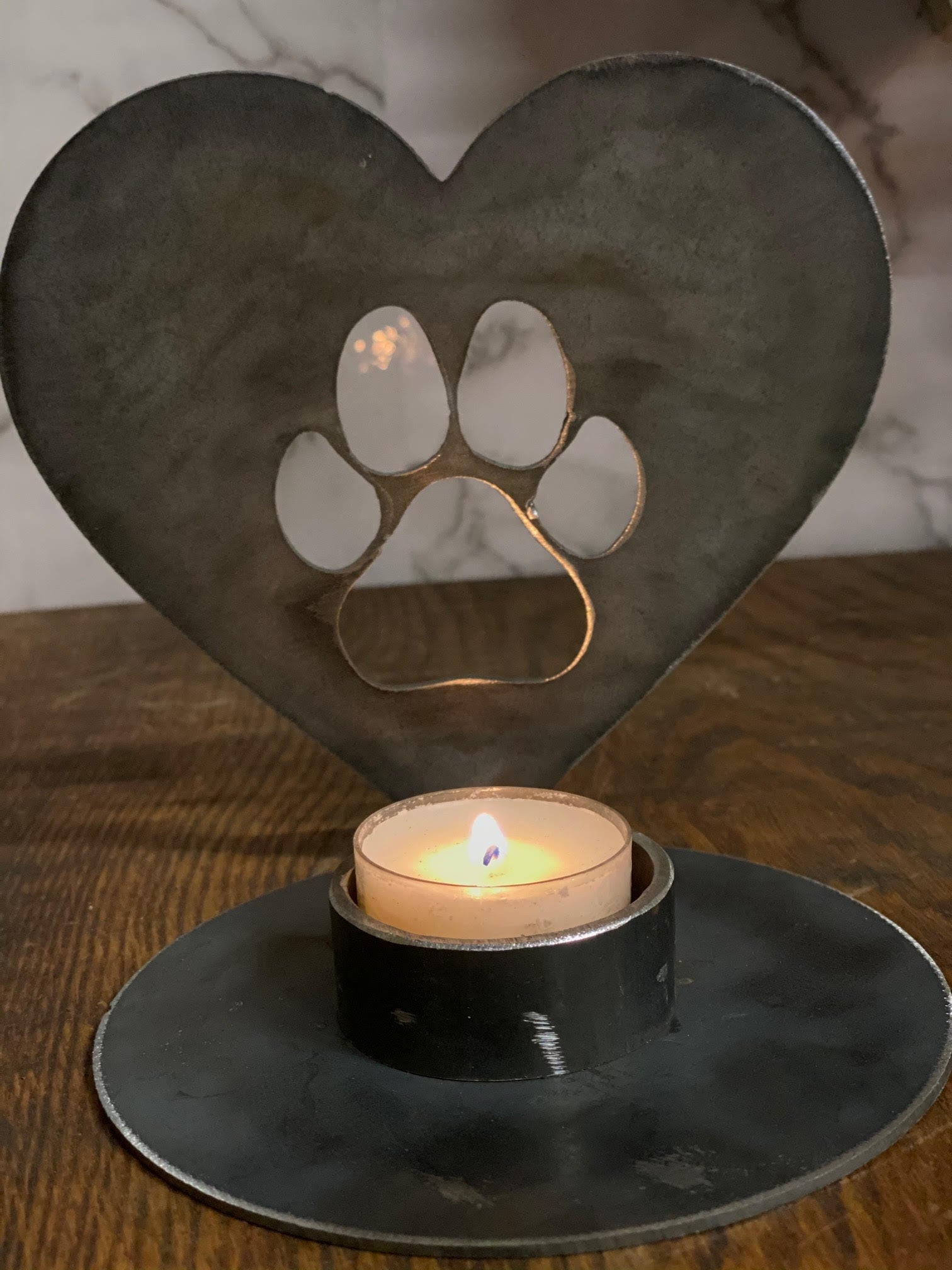 Pet Paw Print Candle Holder Pet Memorial Present Gift Holiday Candle image 2