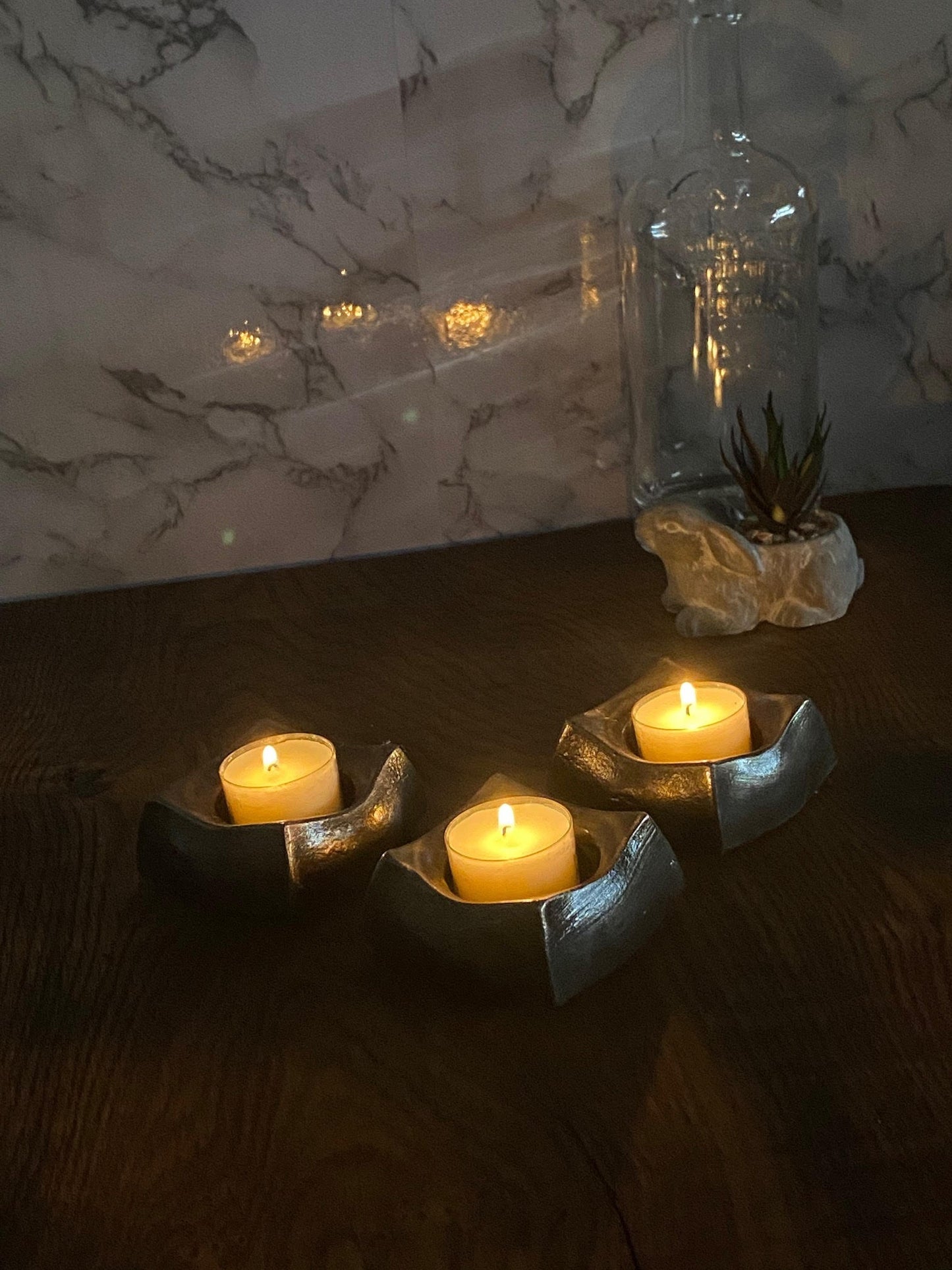 Handmade Candle Holders Tea Light Brushed Steel Modern Home Design Present Gif image 5