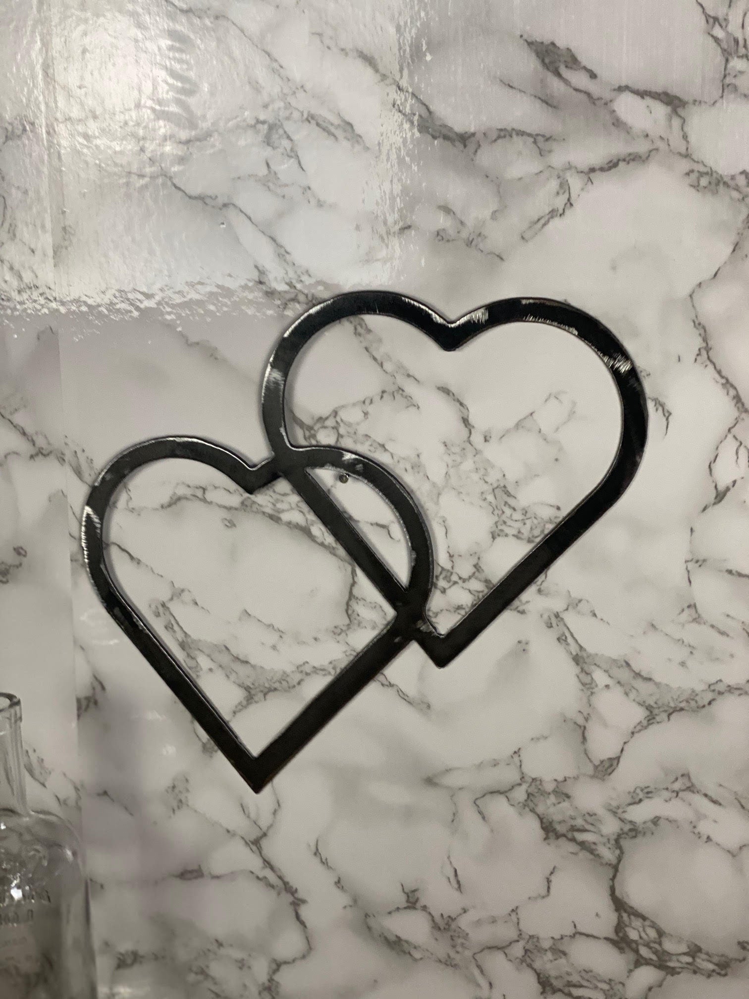 Love Heart Geo Shapes Brushed Steel Wall Art Modern Home Design Present Gift I image 2