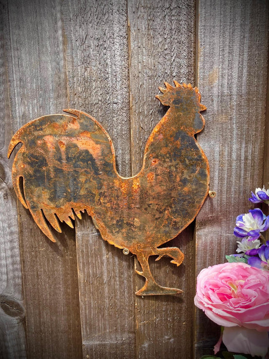 Cockerel Chicken Hen Egg Farm Wildlife Rustic Rusty Garden Art Yard Art Presen image 0