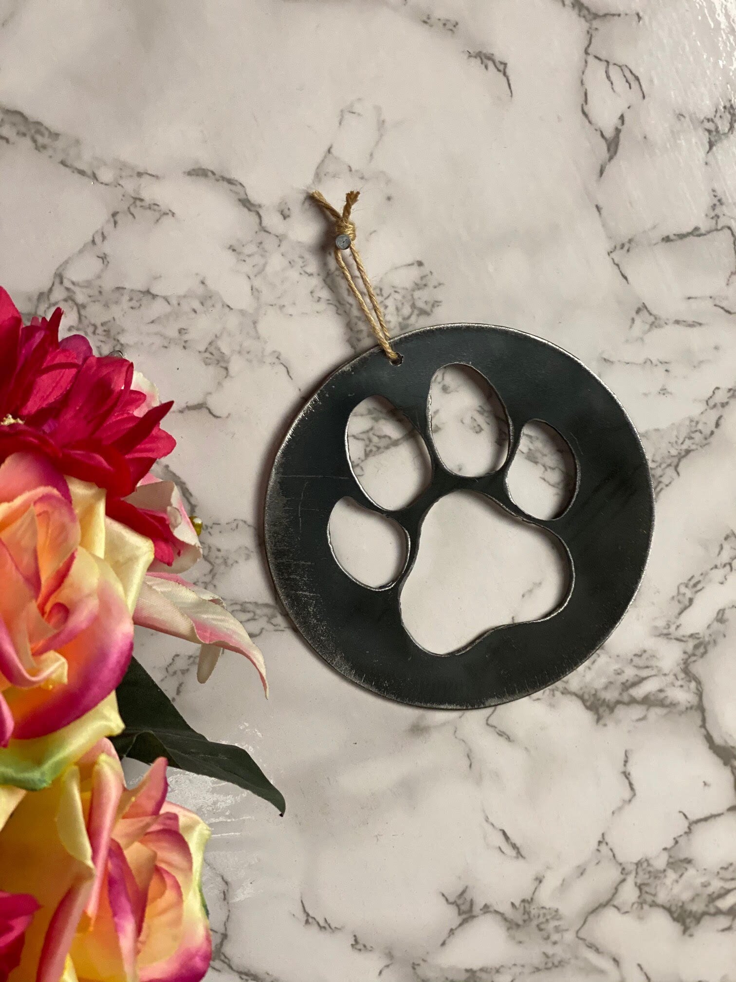 Dog Cat Paw Pet Memorial Brushed Steel Effect Metal Art Wall Hanging Present G image 5