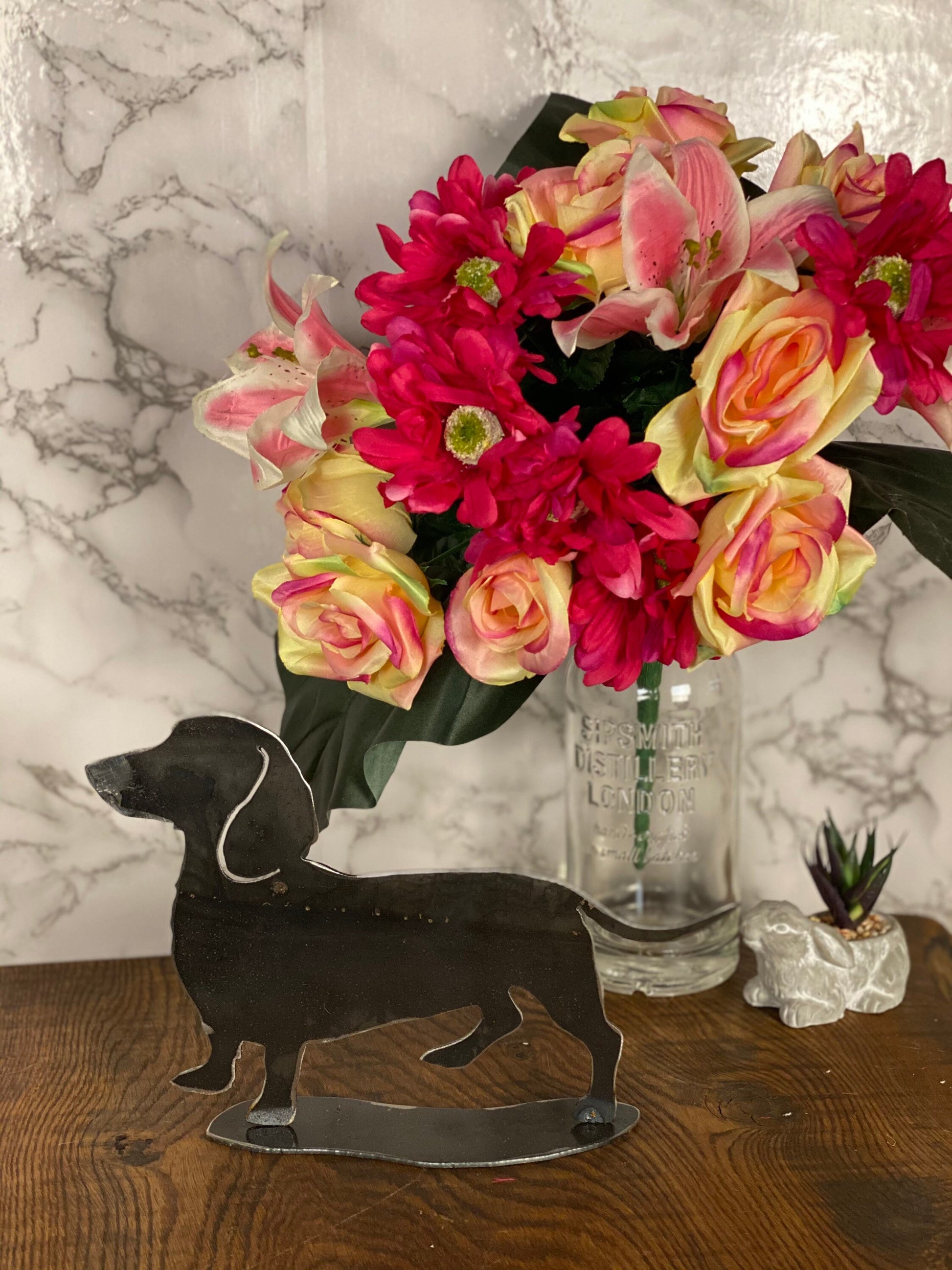 Dachshund Sausage Dog Brushed Steel Art Home Interior Design Present Gift Idea image 0