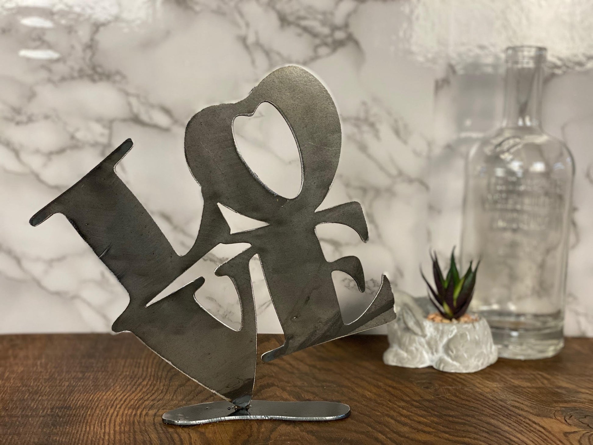 LOVE Love Brushed Steel Art Home Interior Design Present Gift Ideas image 0