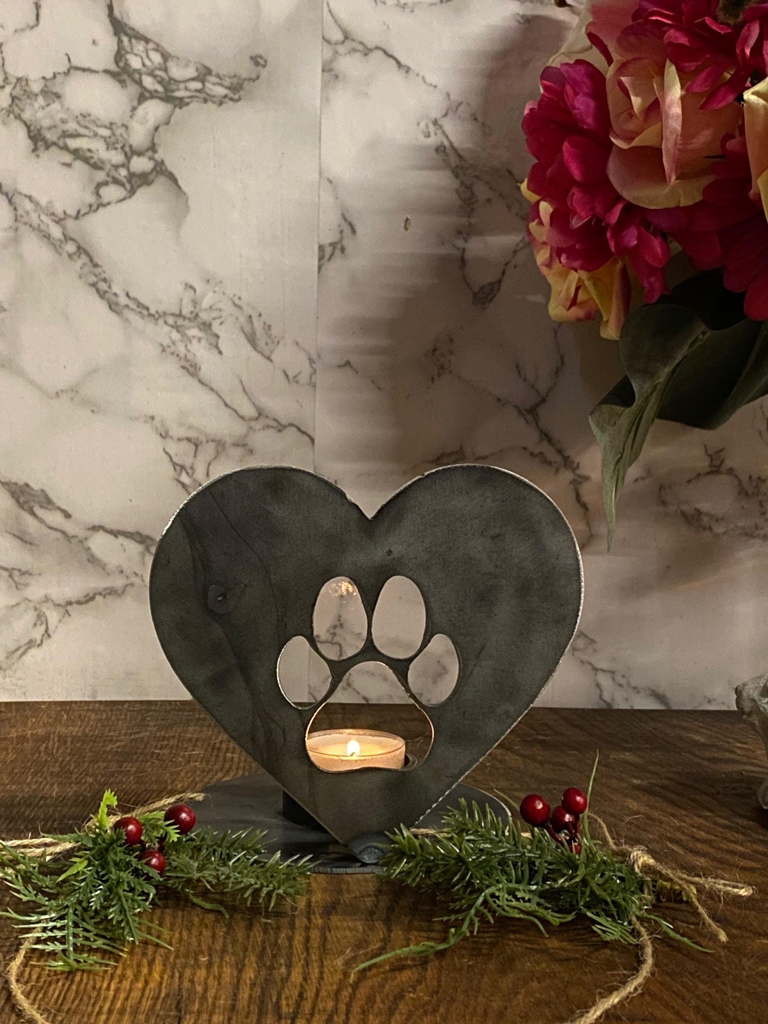 Pet Paw Print Candle Holder Pet Memorial Present Gift Holiday Candle image 5
