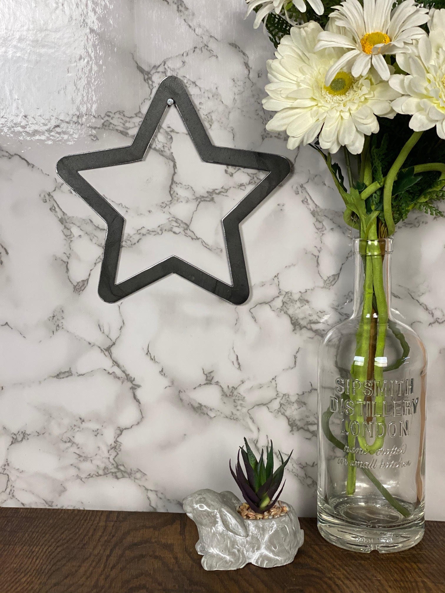 Star Brushed Steel Wall Art Modern Home Design Present Gift Idea image 1