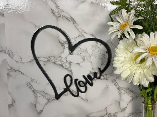 Love Sign Love Heart Brushed Steel Wall Art Modern Home Design Present Gift Id image 0