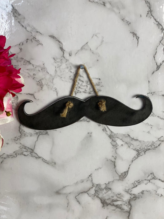 Moustache Barbers Hairdressers Shaving Bathroom Brushed Steel Home  Wall Art I image 0