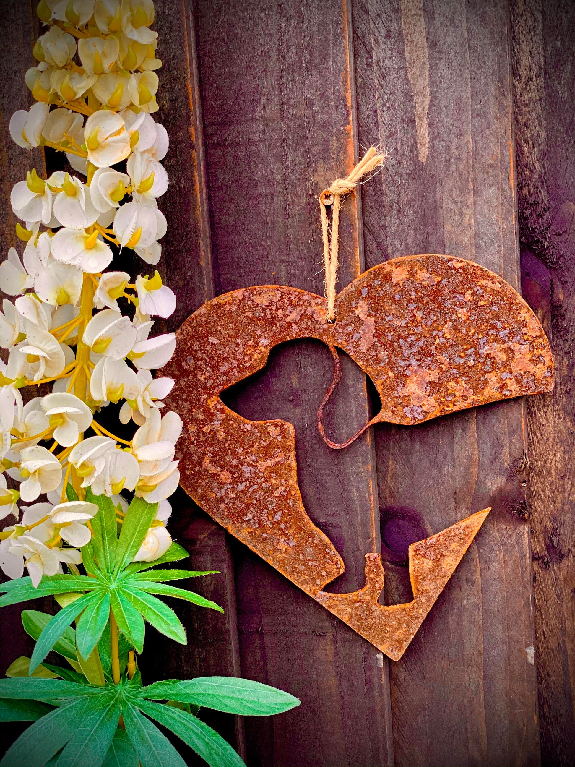 Love Heart Dachshund Sausage Dog Pet Memorial Rusty Rustic Art Wall Hanging Pr image 0
