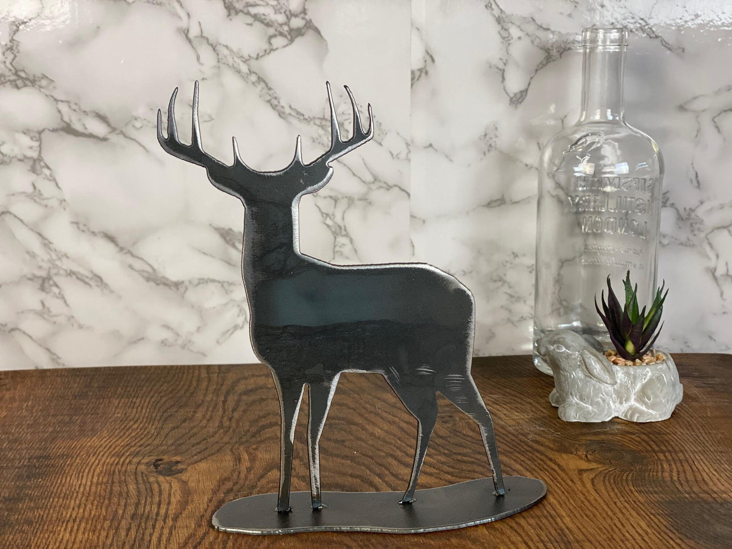 Stag Deer Sculpture Rutting Wildlife Brushed Steel Home Interior Design Presen image 2