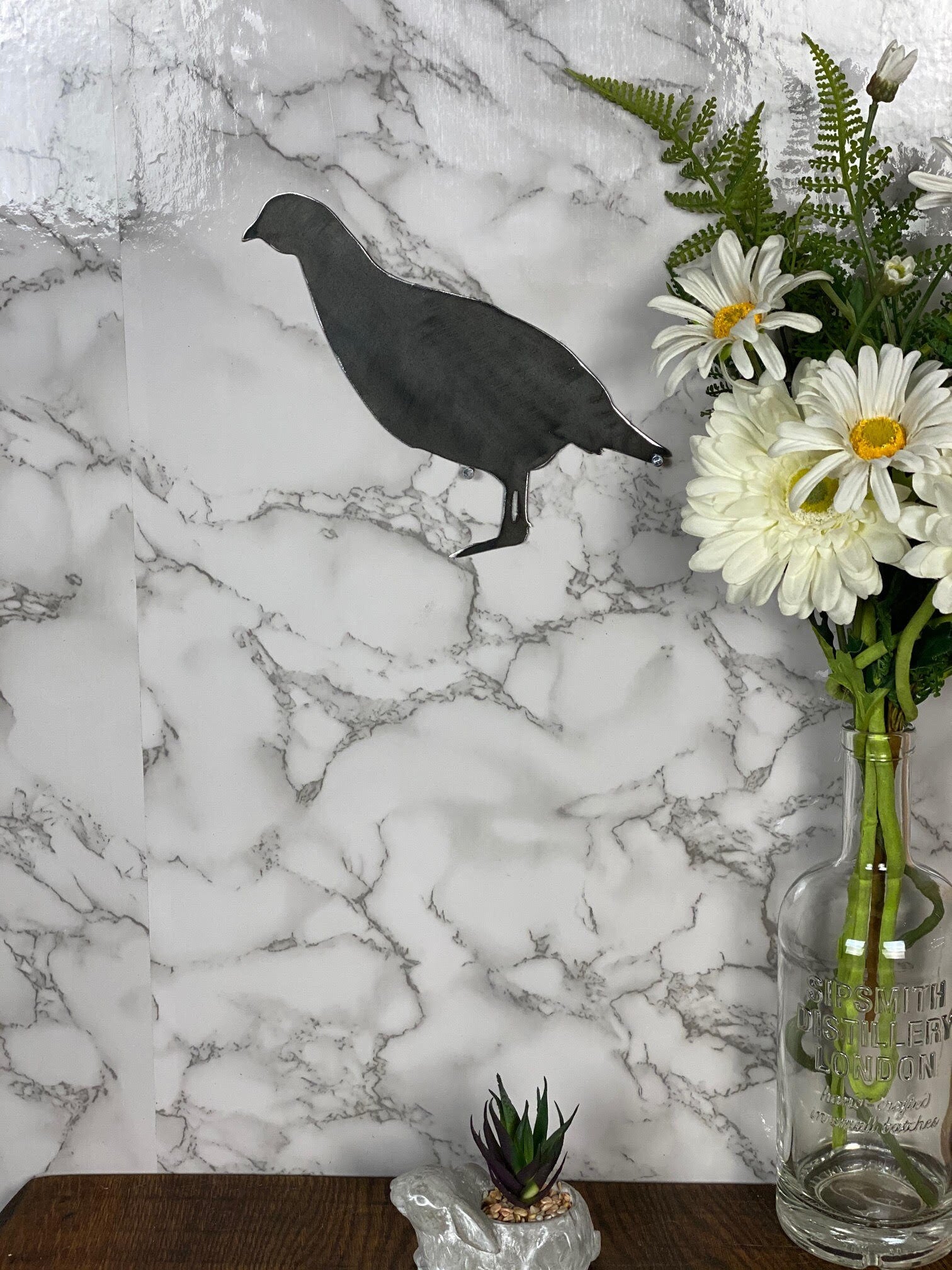 Partridge Game Bird Shooting Wildlife Brushed Steel Wall Art Modern Home Desig image 1
